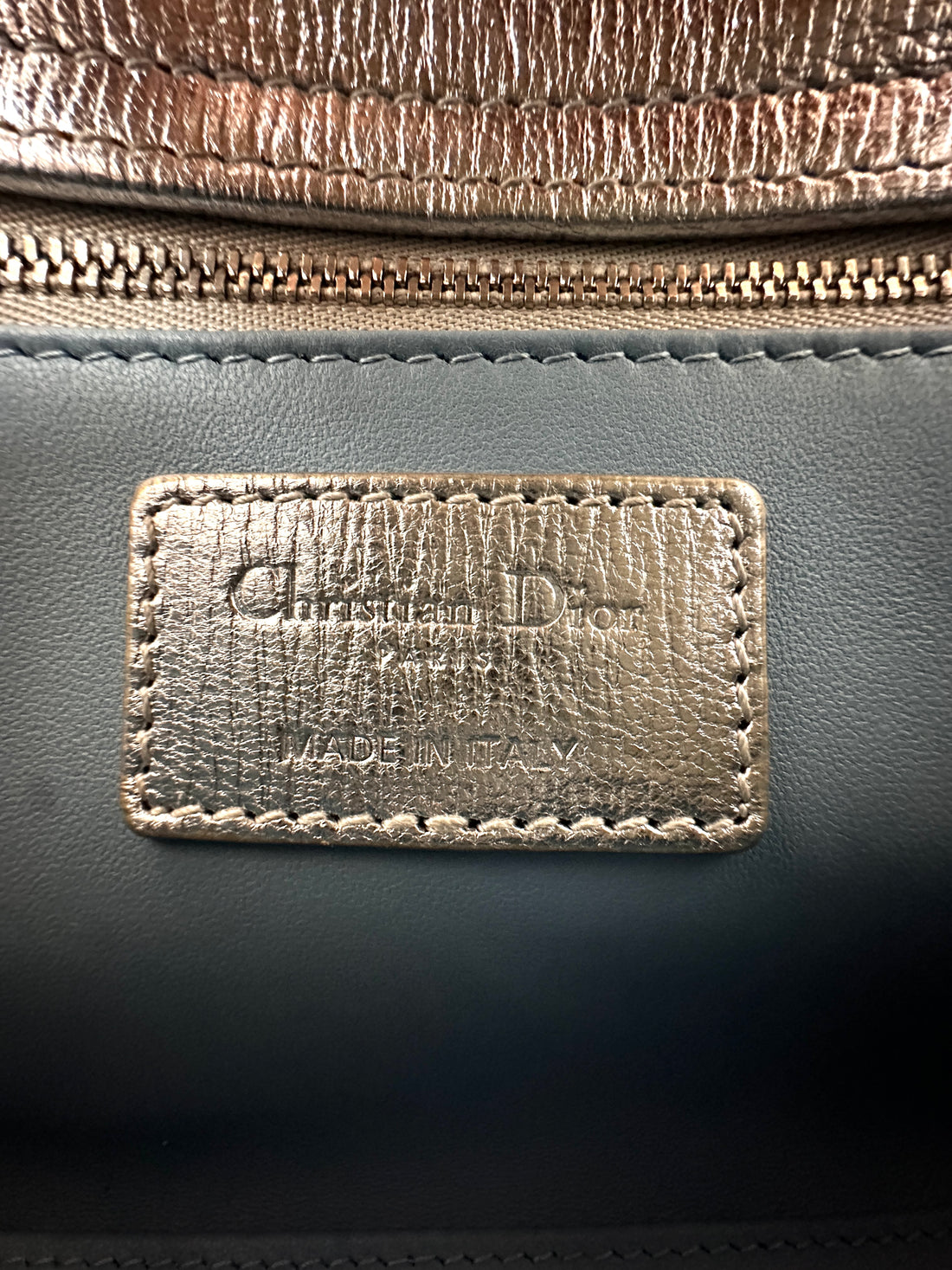 Christian Dior Lady Dior Silver Cannage Leather Handle Bag DR939