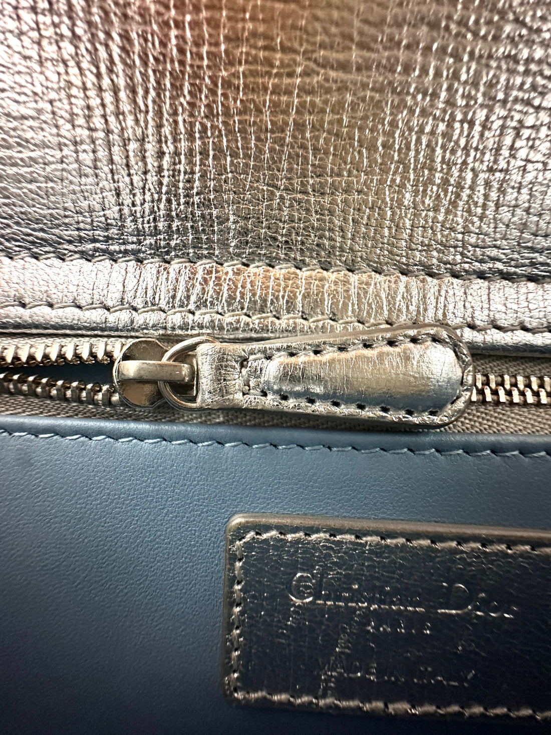 Christian Dior Lady Dior Silver Cannage Leather Handle Bag DR939
