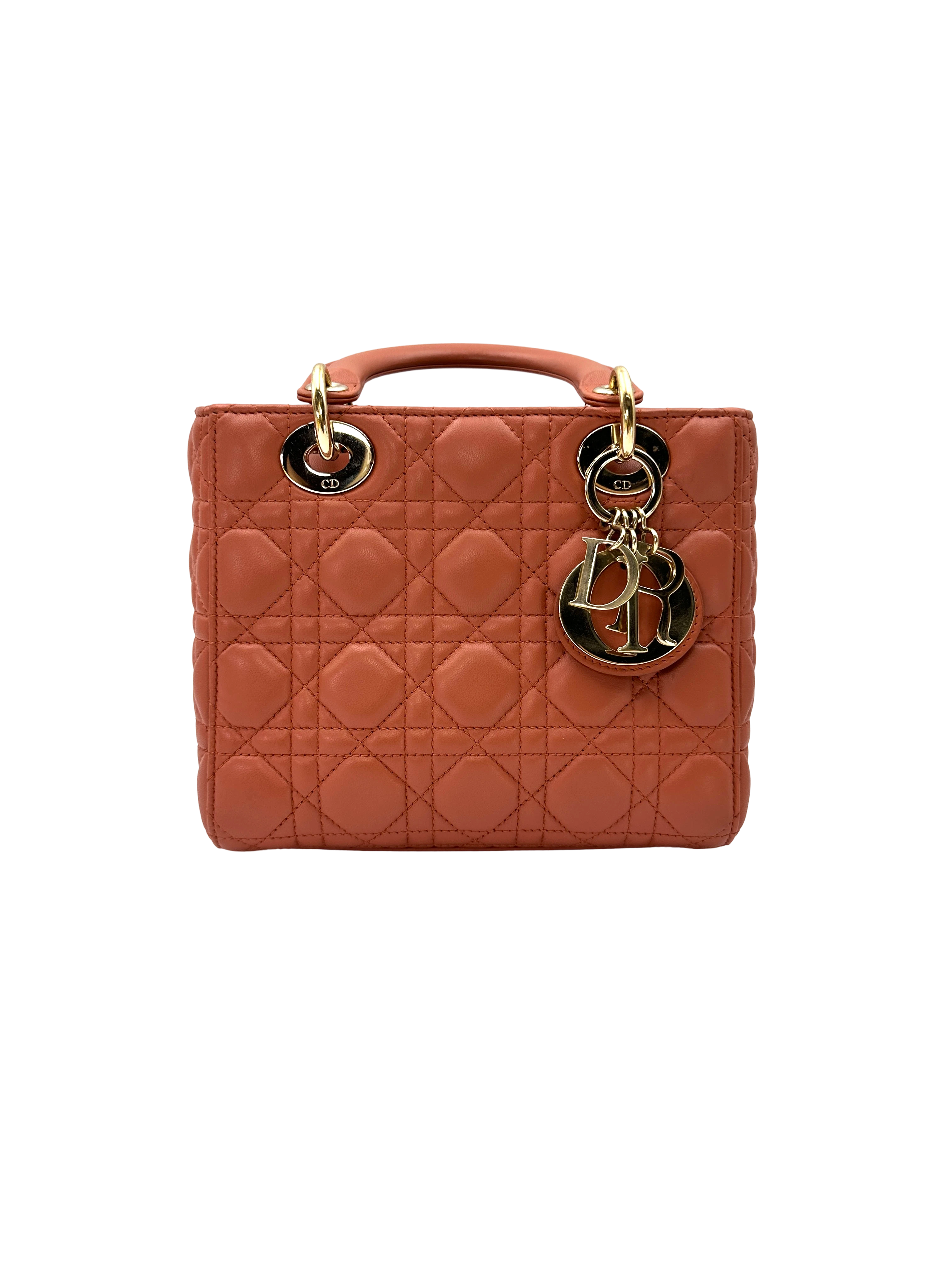 Christian Dior Lady Dior Pink Cannage Leather Handle Bag DR938