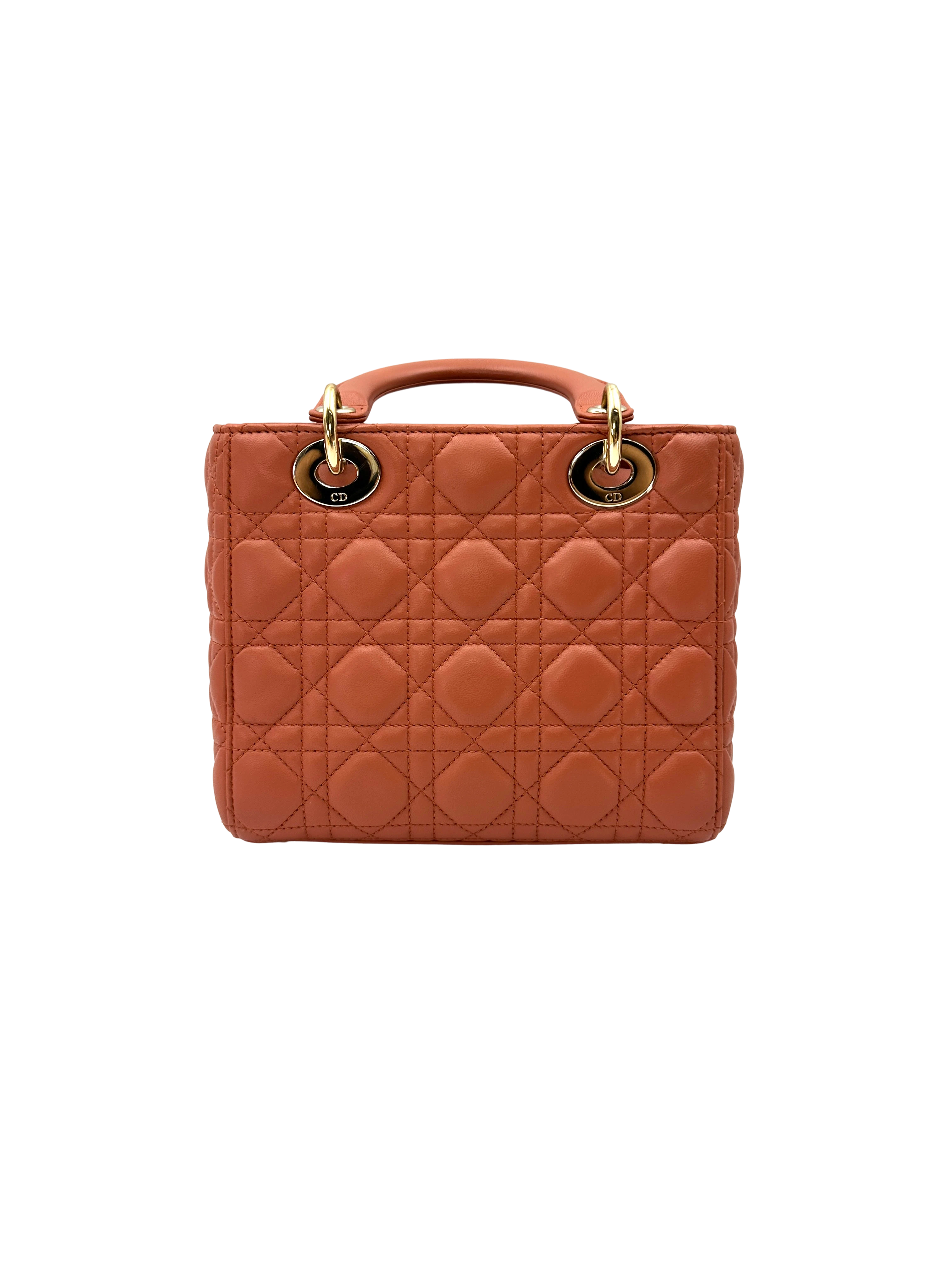 Christian Dior Lady Dior Pink Cannage Leather Handle Bag DR938