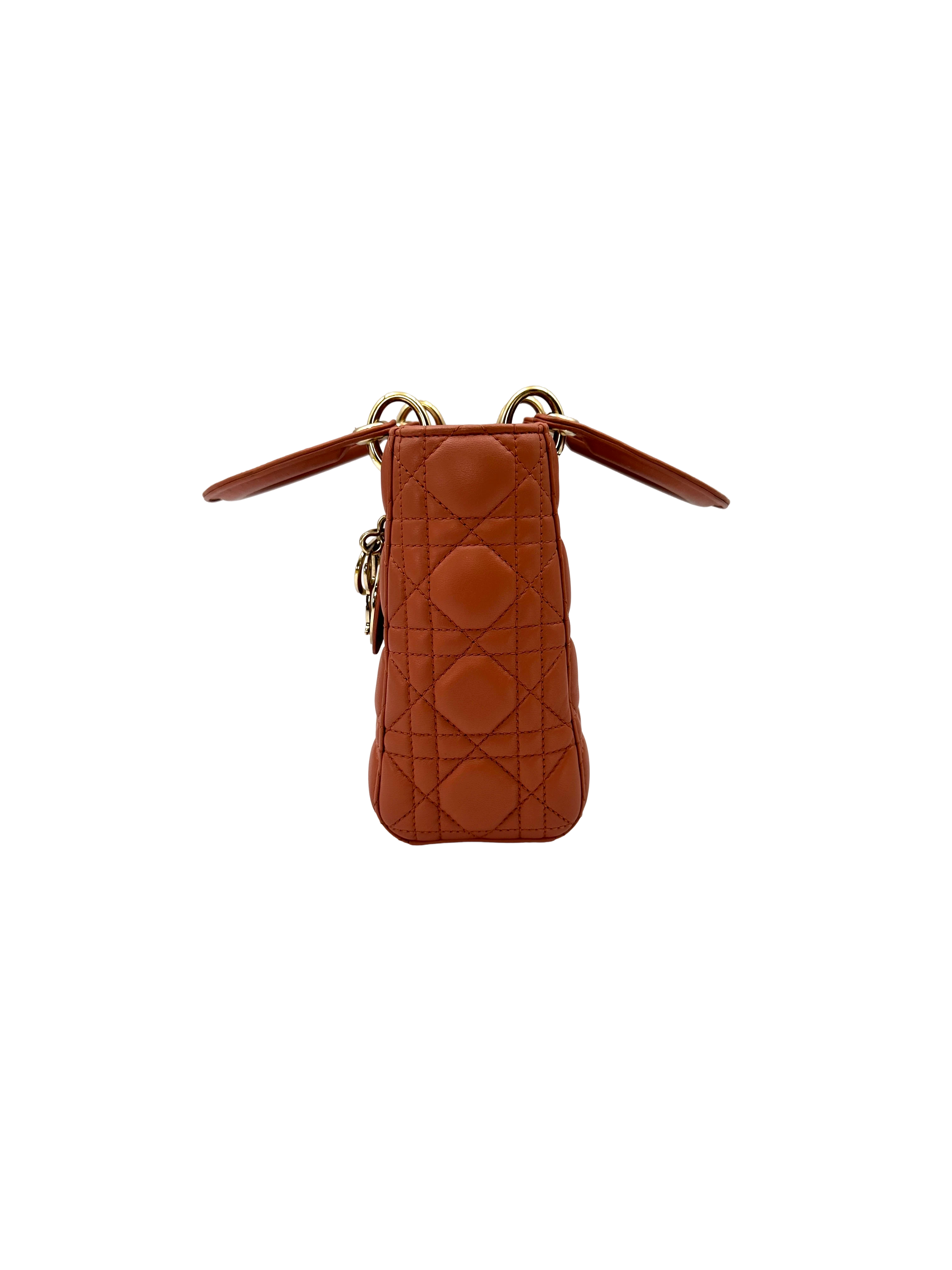 Christian Dior Lady Dior Pink Cannage Leather Handle Bag DR938