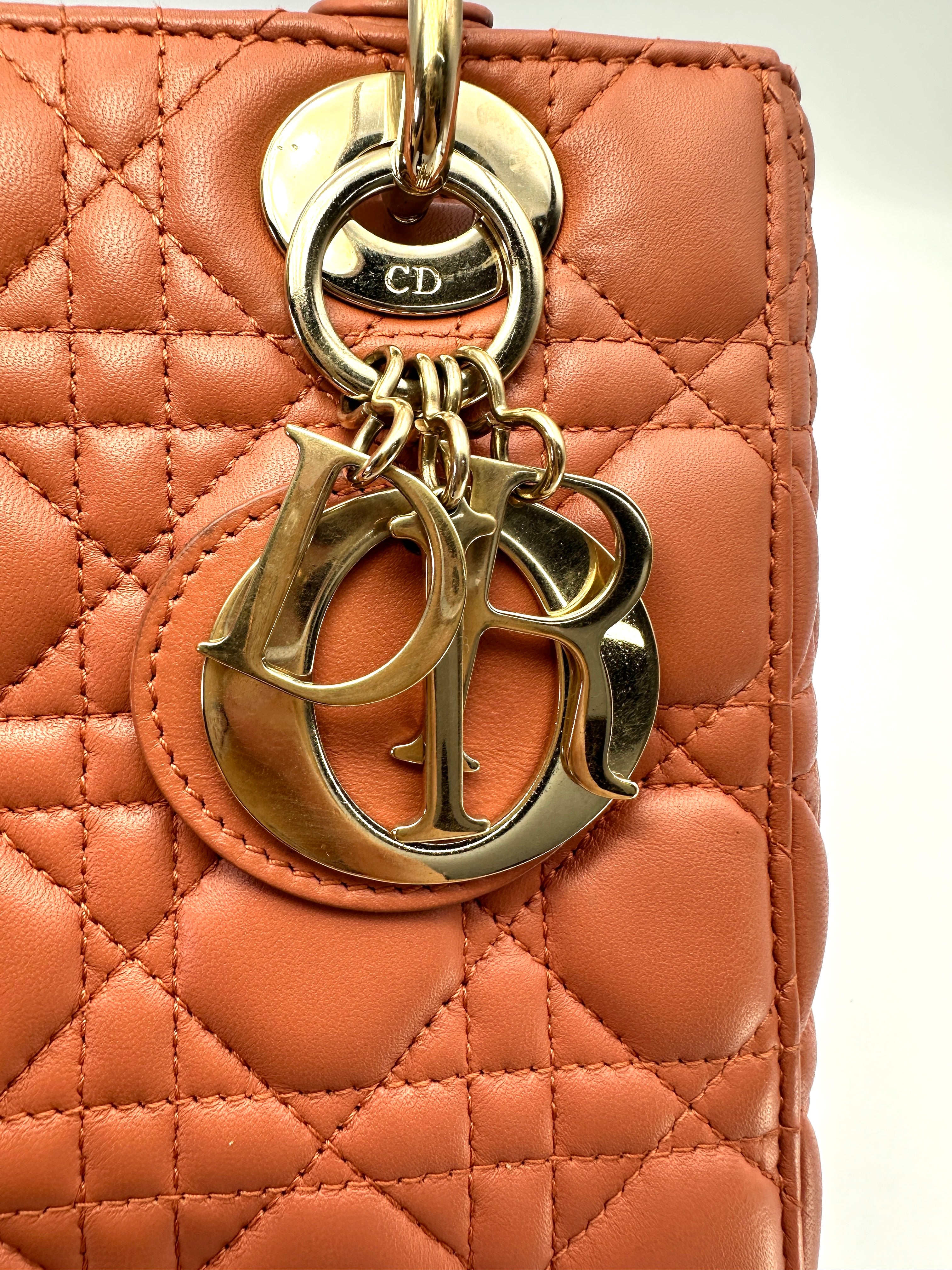 Christian Dior Lady Dior Pink Cannage Leather Handle Bag DR938