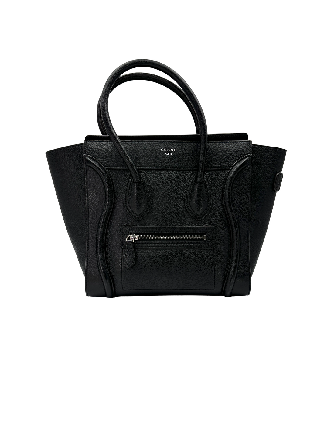 Celine Luggage Black Leather Large Size Handle Bag CE197
