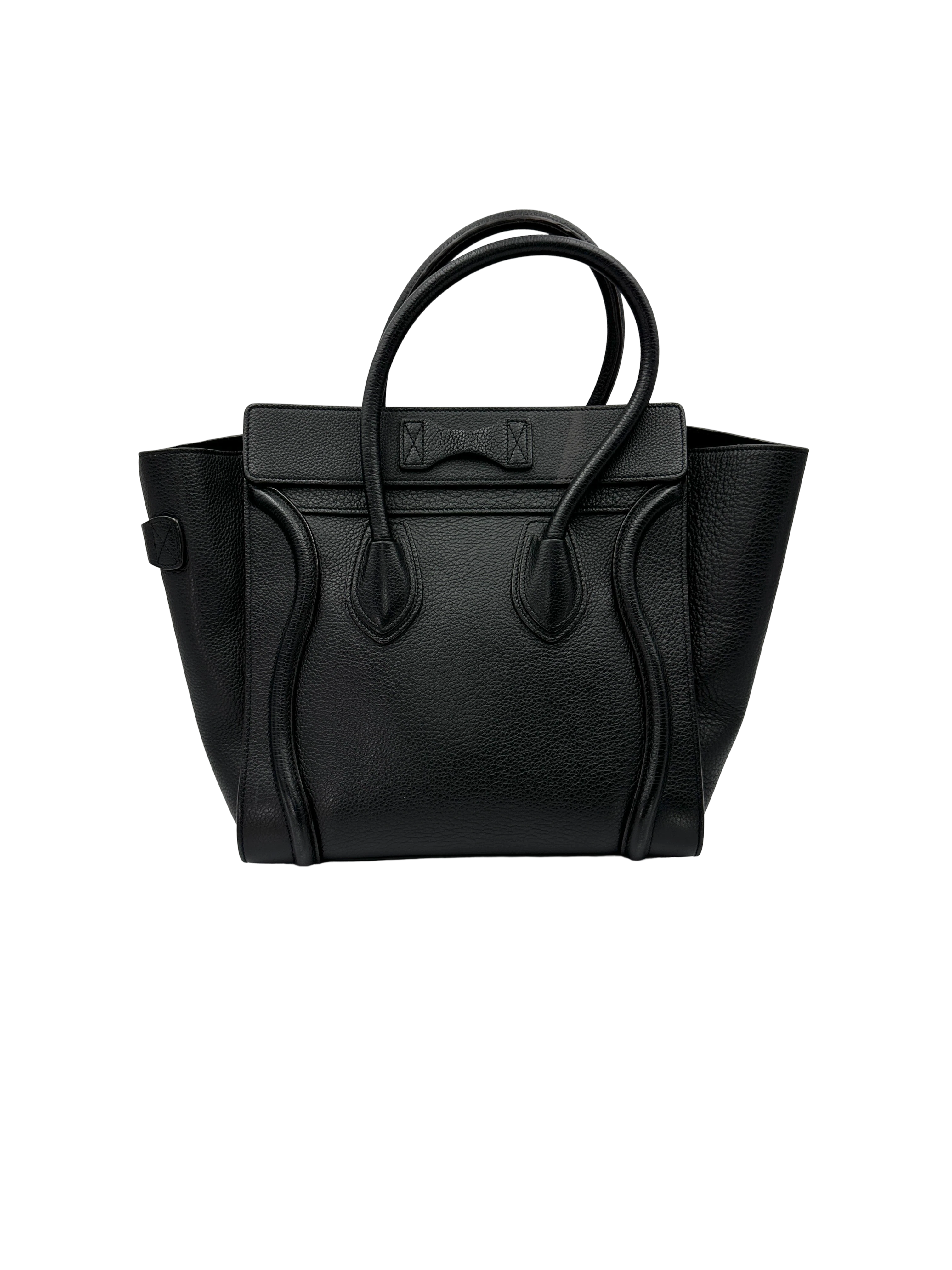 Celine Luggage Black Leather Large Size Handle Bag CE197