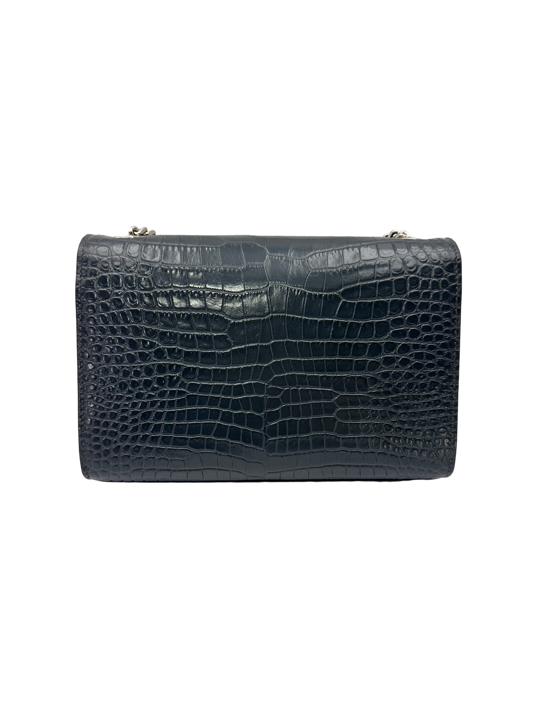 Saint Laurent Kate Navy Croc-Embossed Shoulder Bag SL306