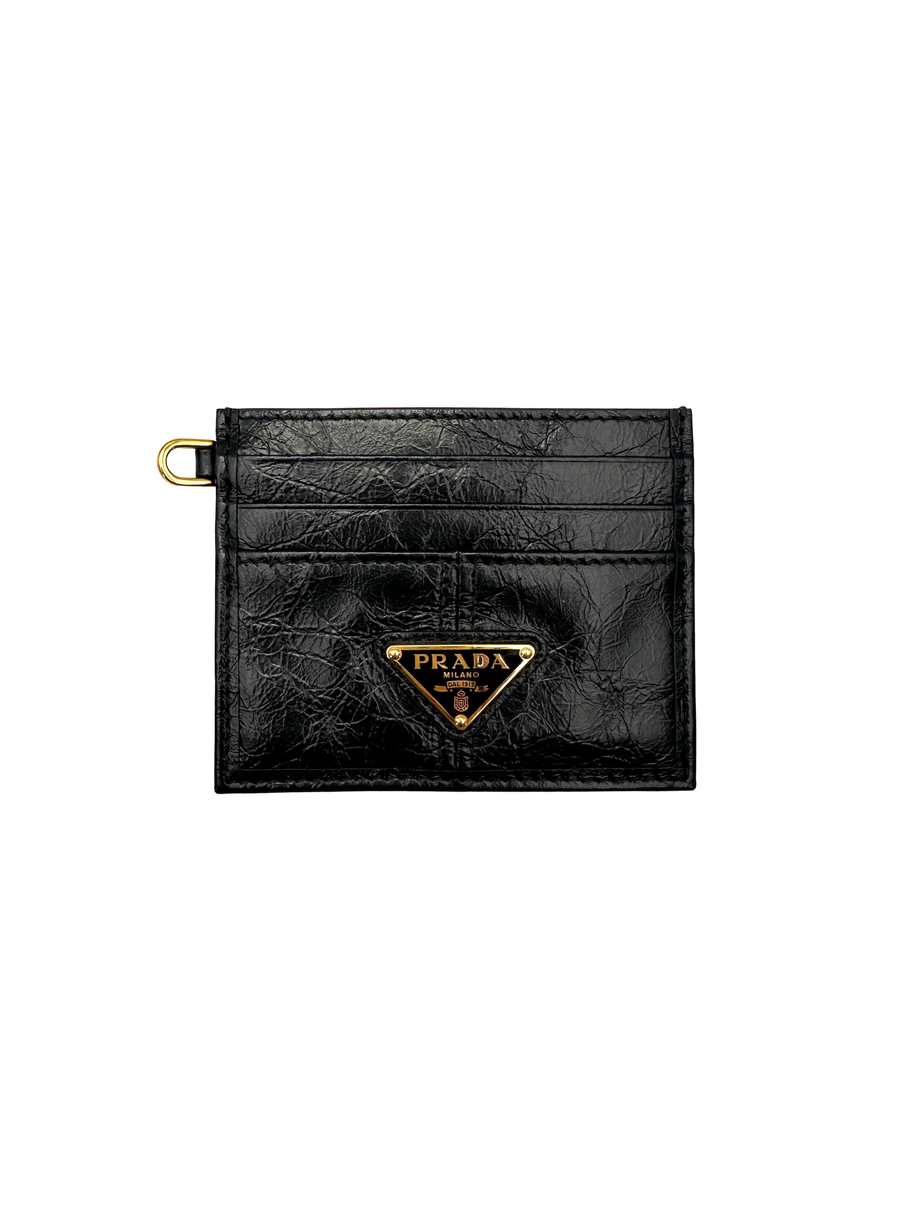Prada Silver Triangle Logo Saffiano Cardholder PDA06