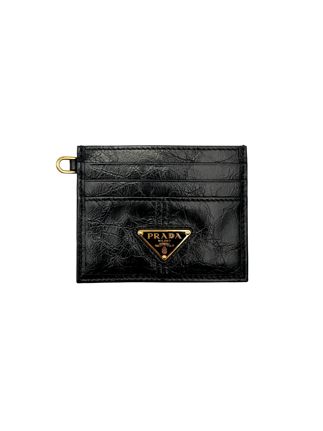 Prada Silver Triangle Logo Saffiano Cardholder PDA06