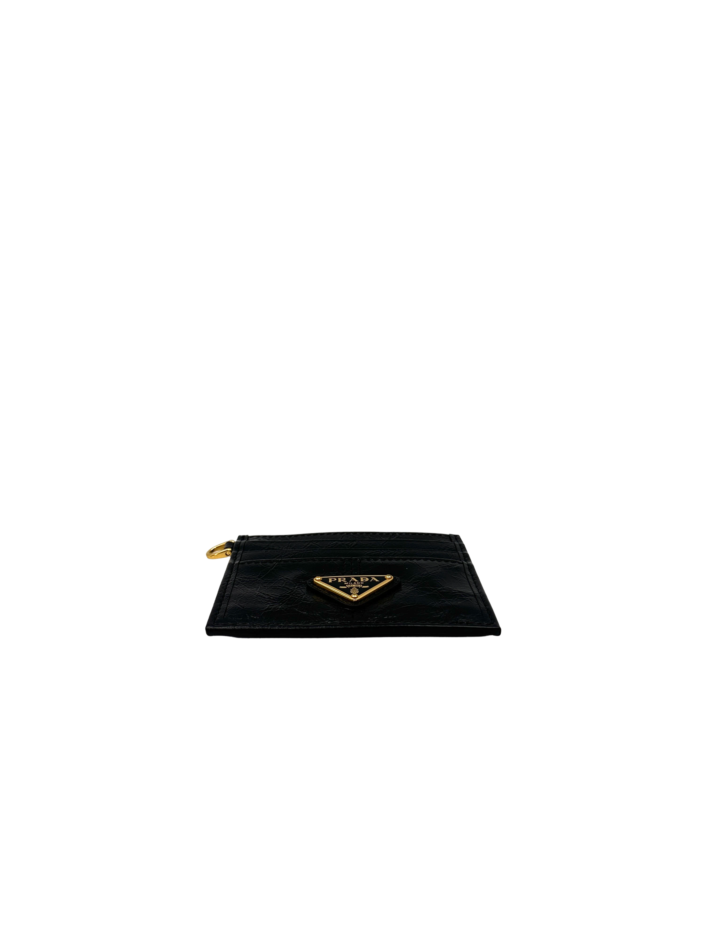 Prada Silver Triangle Logo Saffiano Cardholder PDA06