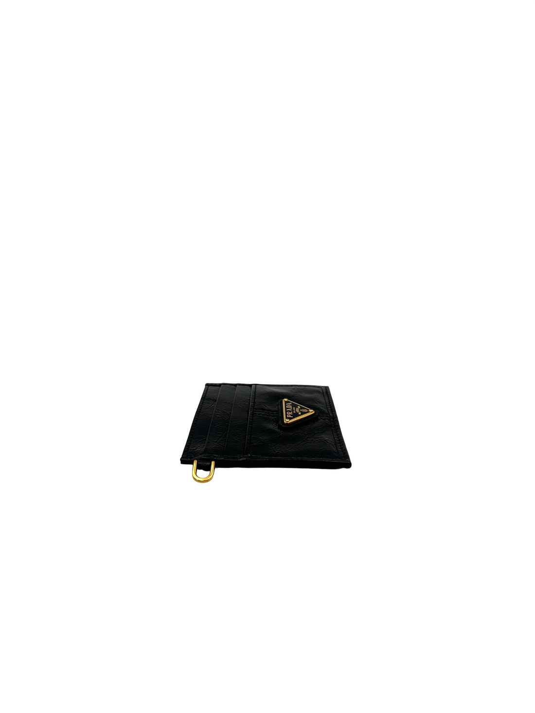 Prada Silver Triangle Logo Saffiano Cardholder PDA06