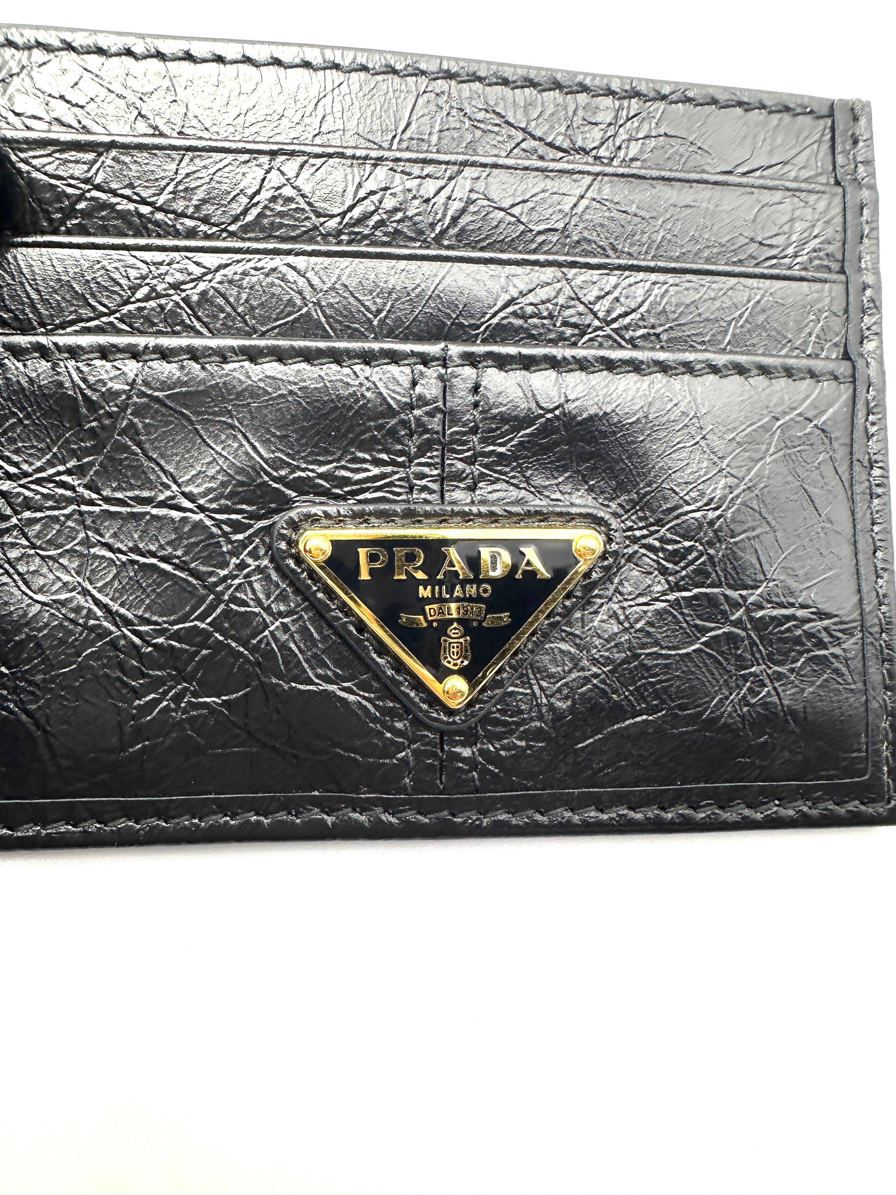 Prada Silver Triangle Logo Saffiano Cardholder PDA06