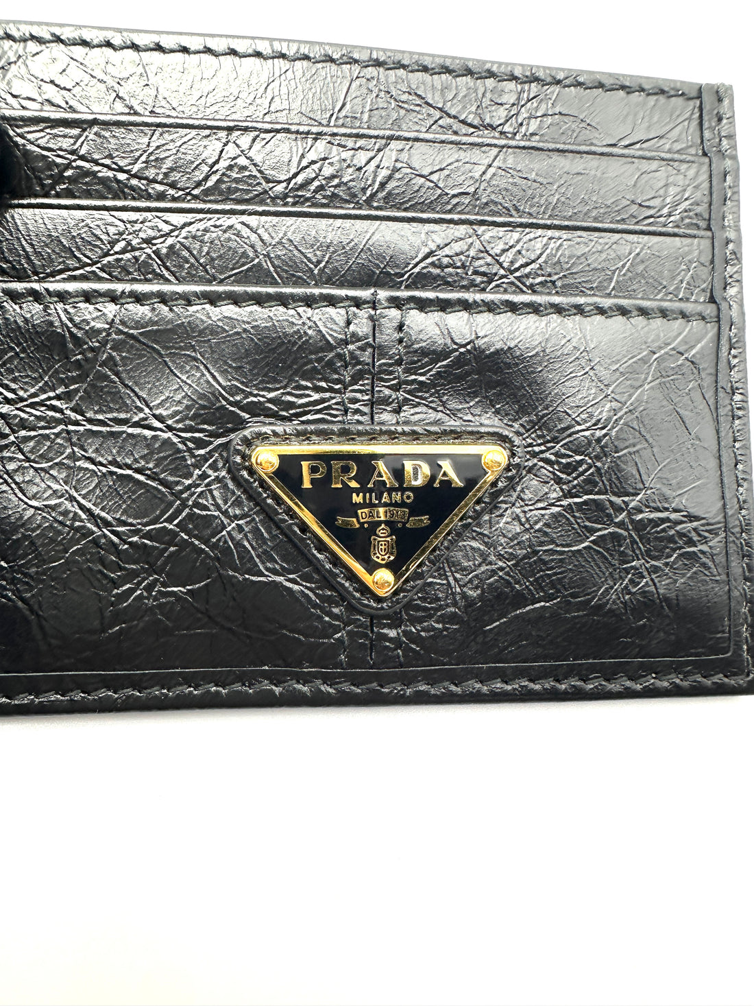 Prada Silver Triangle Logo Saffiano Cardholder PDA06