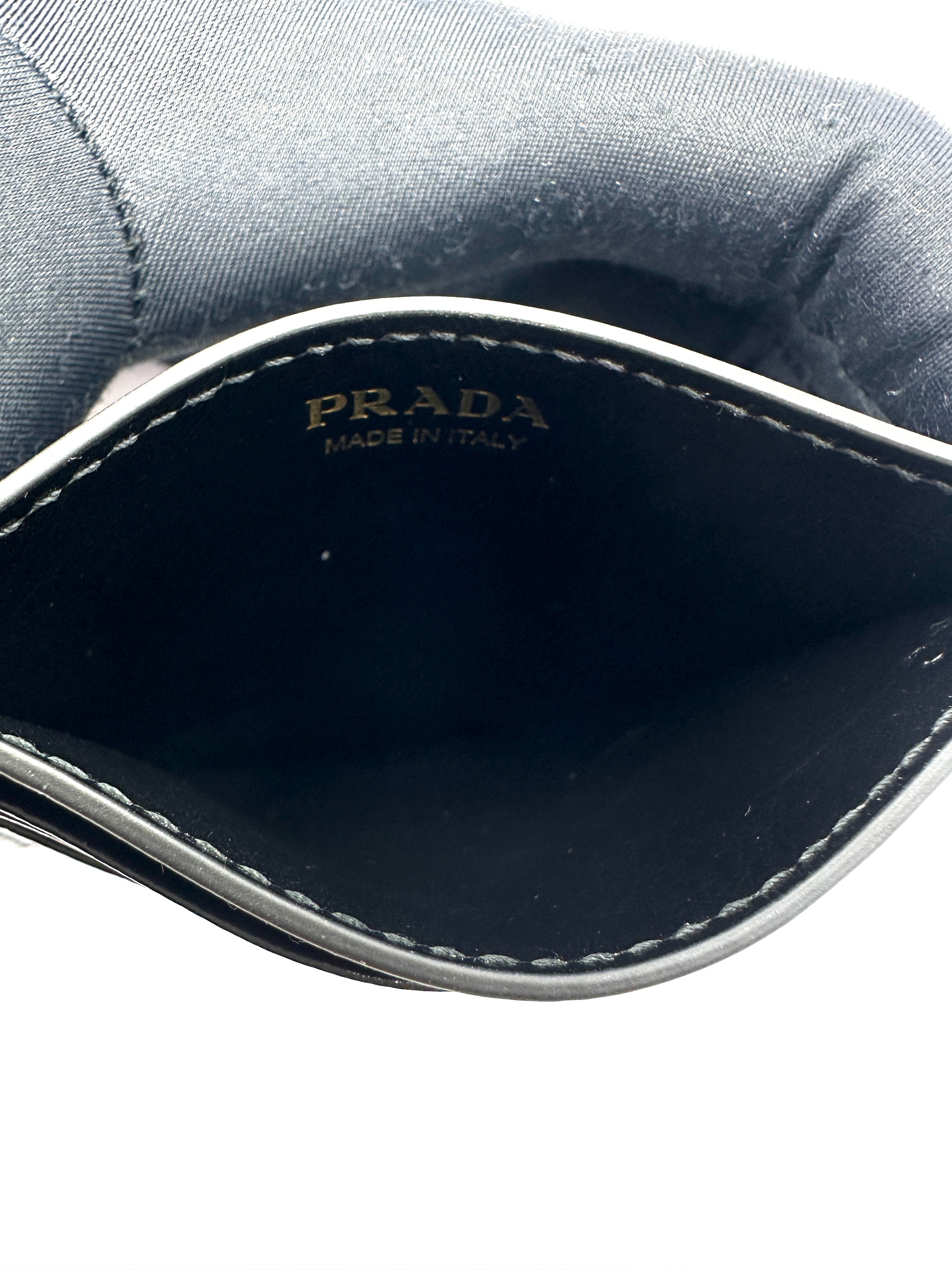 Prada Silver Triangle Logo Saffiano Cardholder PDA06