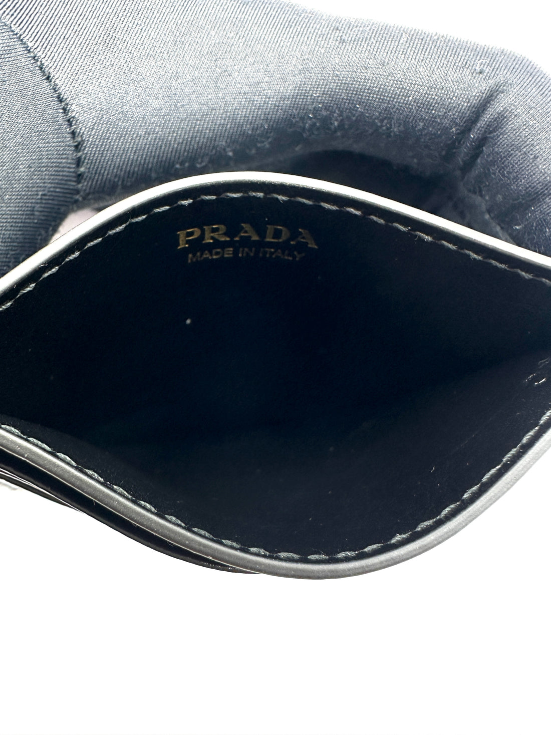 Prada Silver Triangle Logo Saffiano Cardholder PDA06