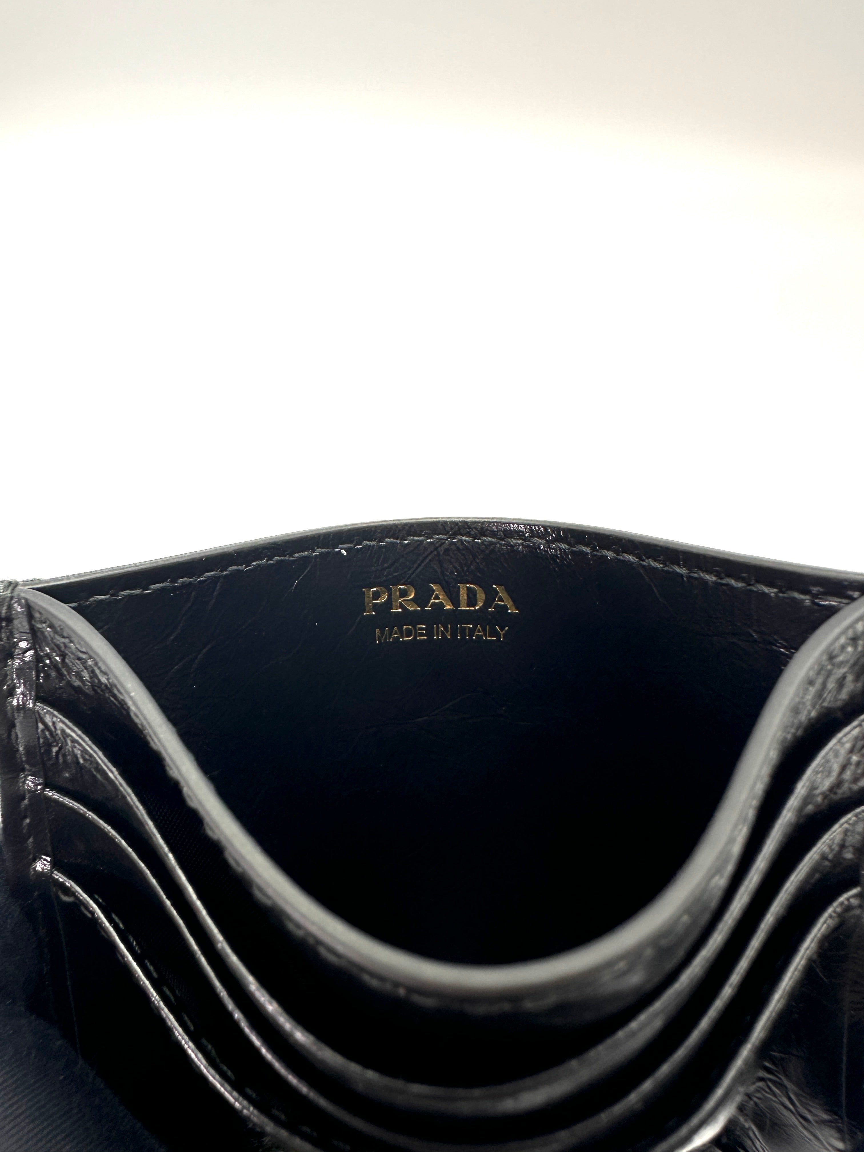 Prada Silver Triangle Logo Saffiano Cardholder PDA06