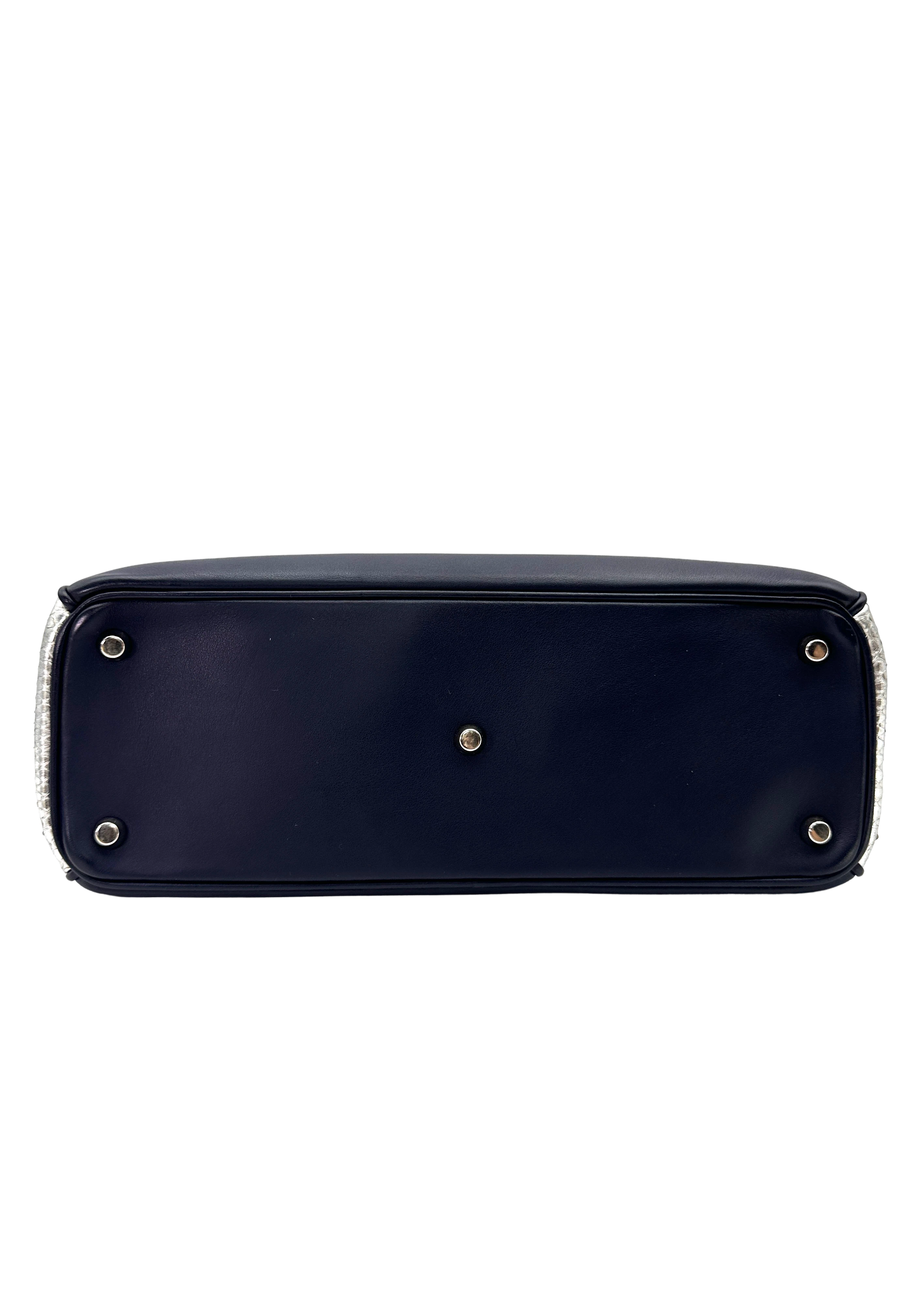 Christian Dior Diorissimo Navy/Purple Leather Handle Bag With Pouch DR947