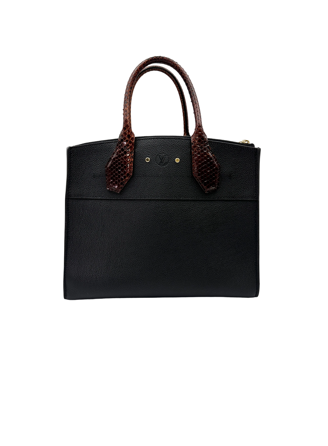 Louis Vuitton City Steamer Black Taurillon Leather Python Handle Bag LV3379