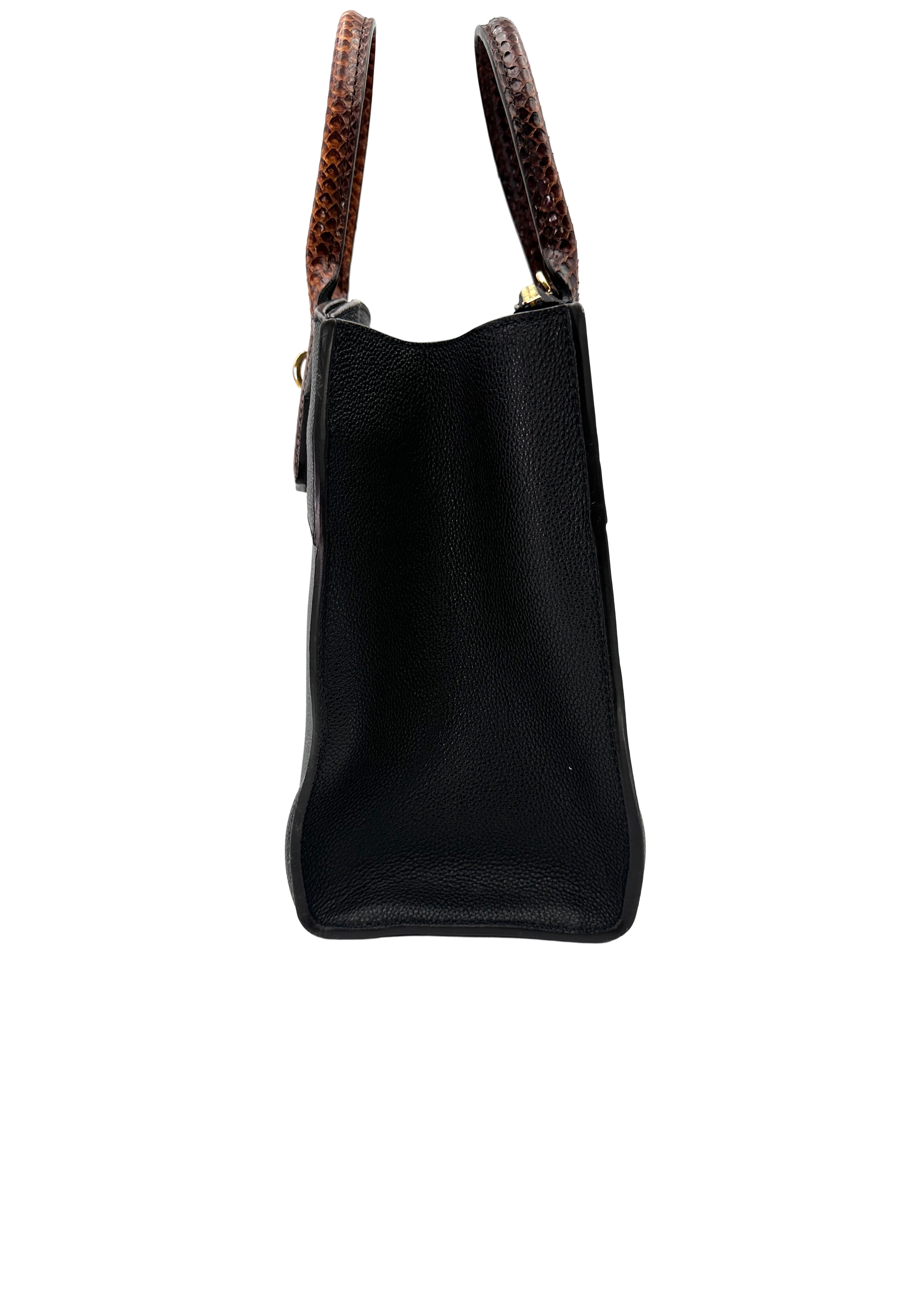 Louis Vuitton City Steamer Black Taurillon Leather Python Handle Bag LV3379