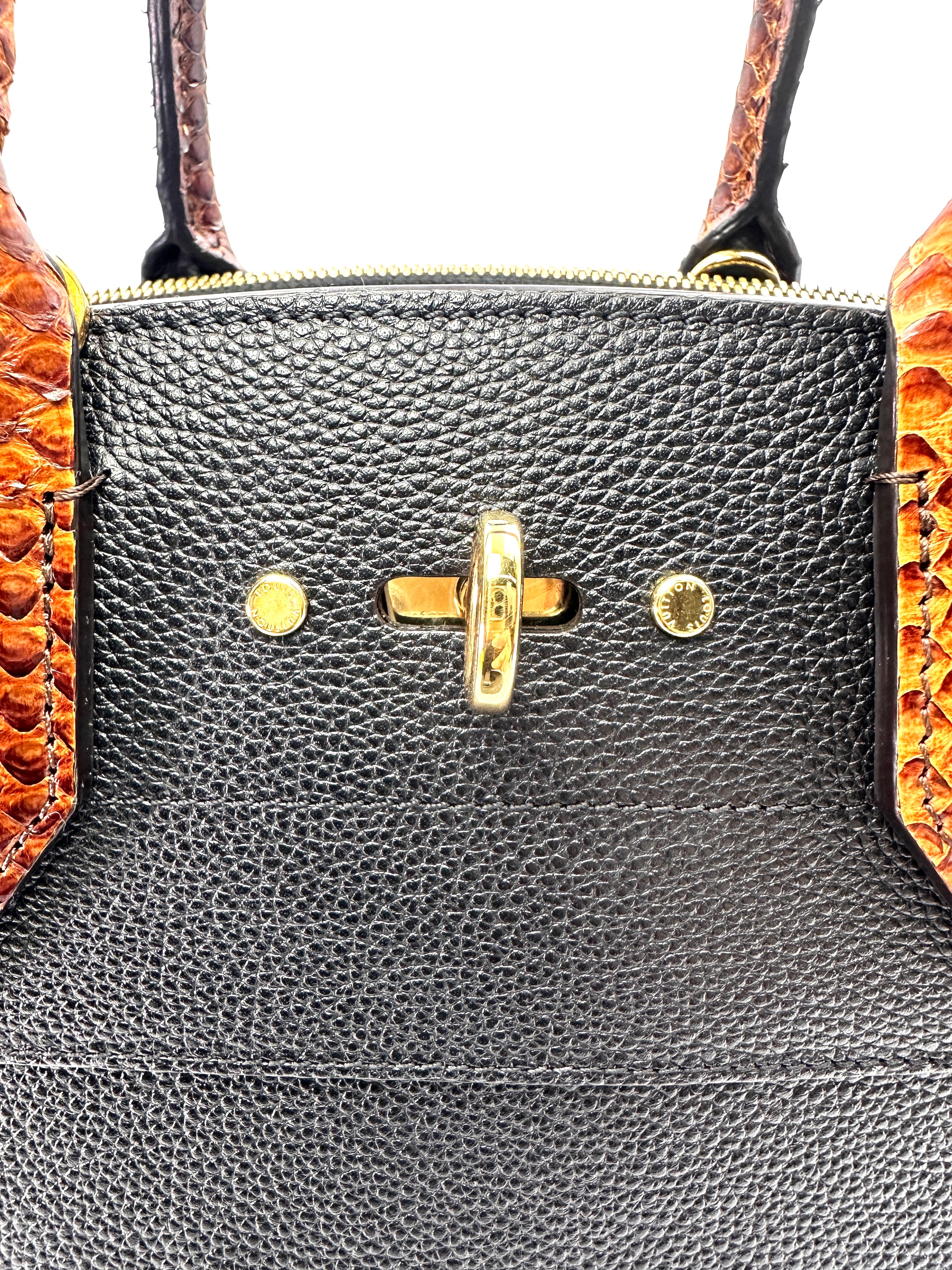 Louis Vuitton City Steamer Black Taurillon Leather Python Handle Bag LV3379