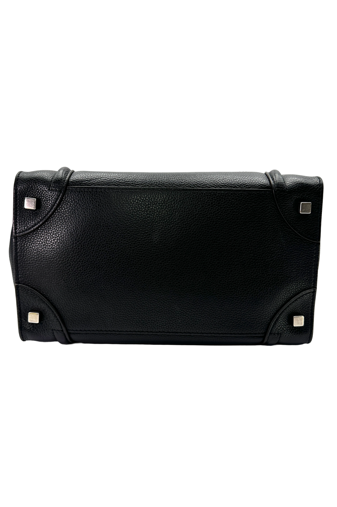 Celine Luggage Black Leather Medium Size Handle Bag CE199