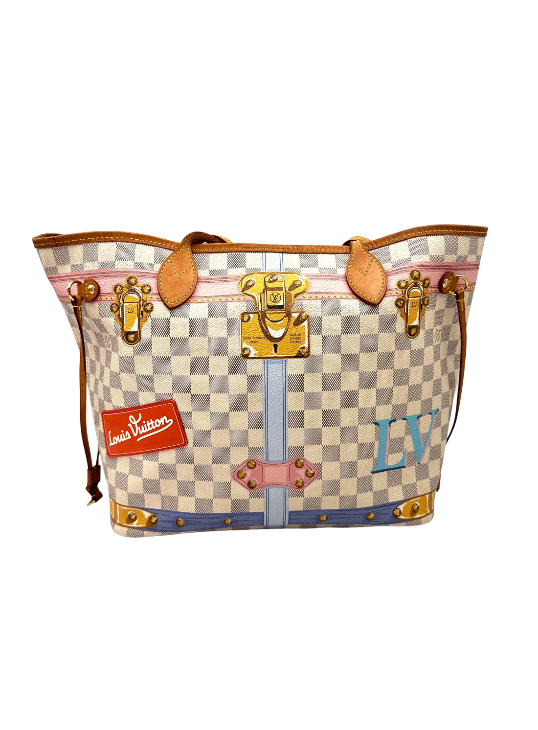 Louis Vuitton Neverfull MM Monogram Summer Trunks Handle Bag LV3365