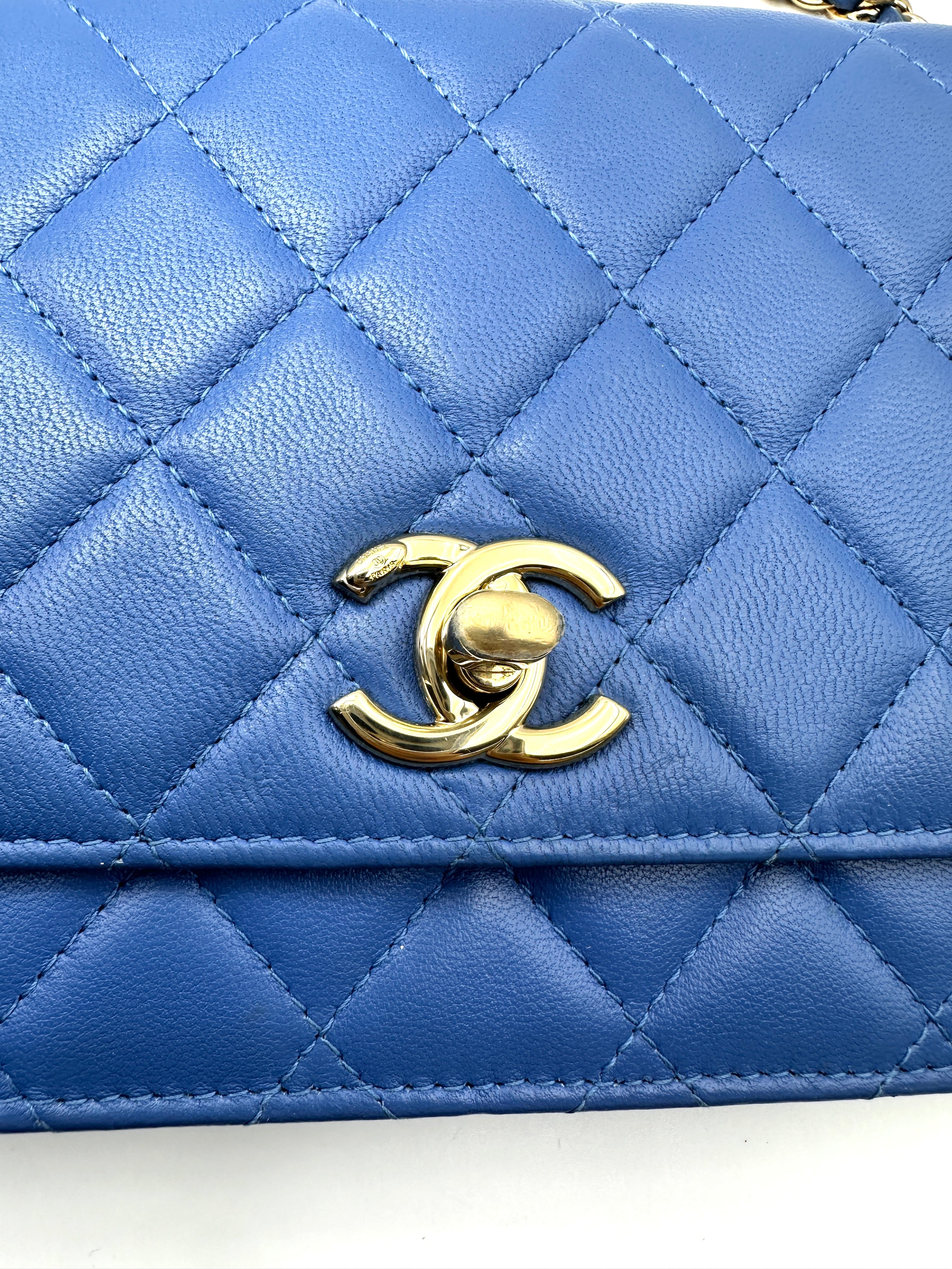 Chanel Trendy CC Blue Quilted Leather Wallet On Chain(27***35) CC2591