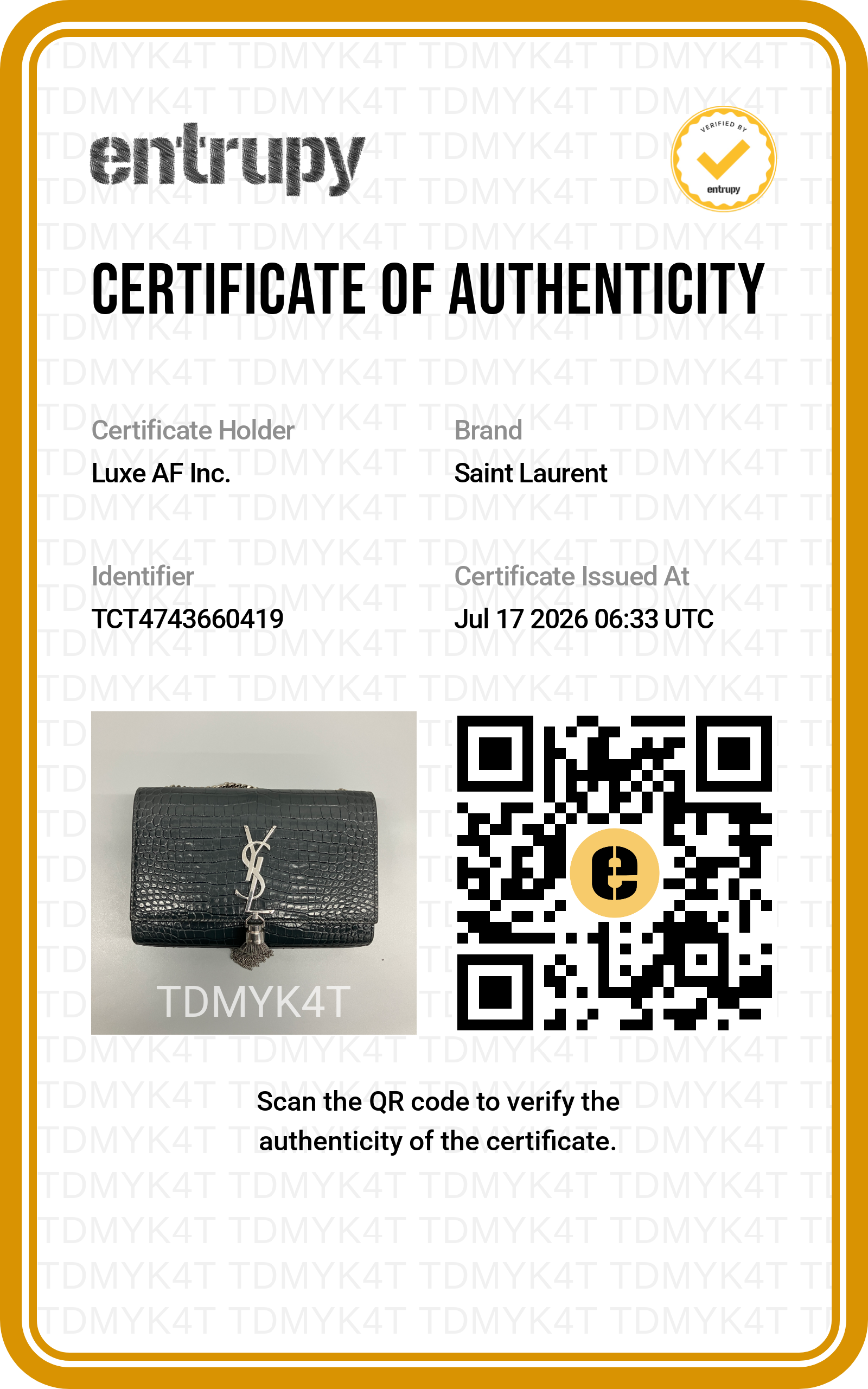 Saint Laurent Kate Navy Croc-Embossed Shoulder Bag SL306
