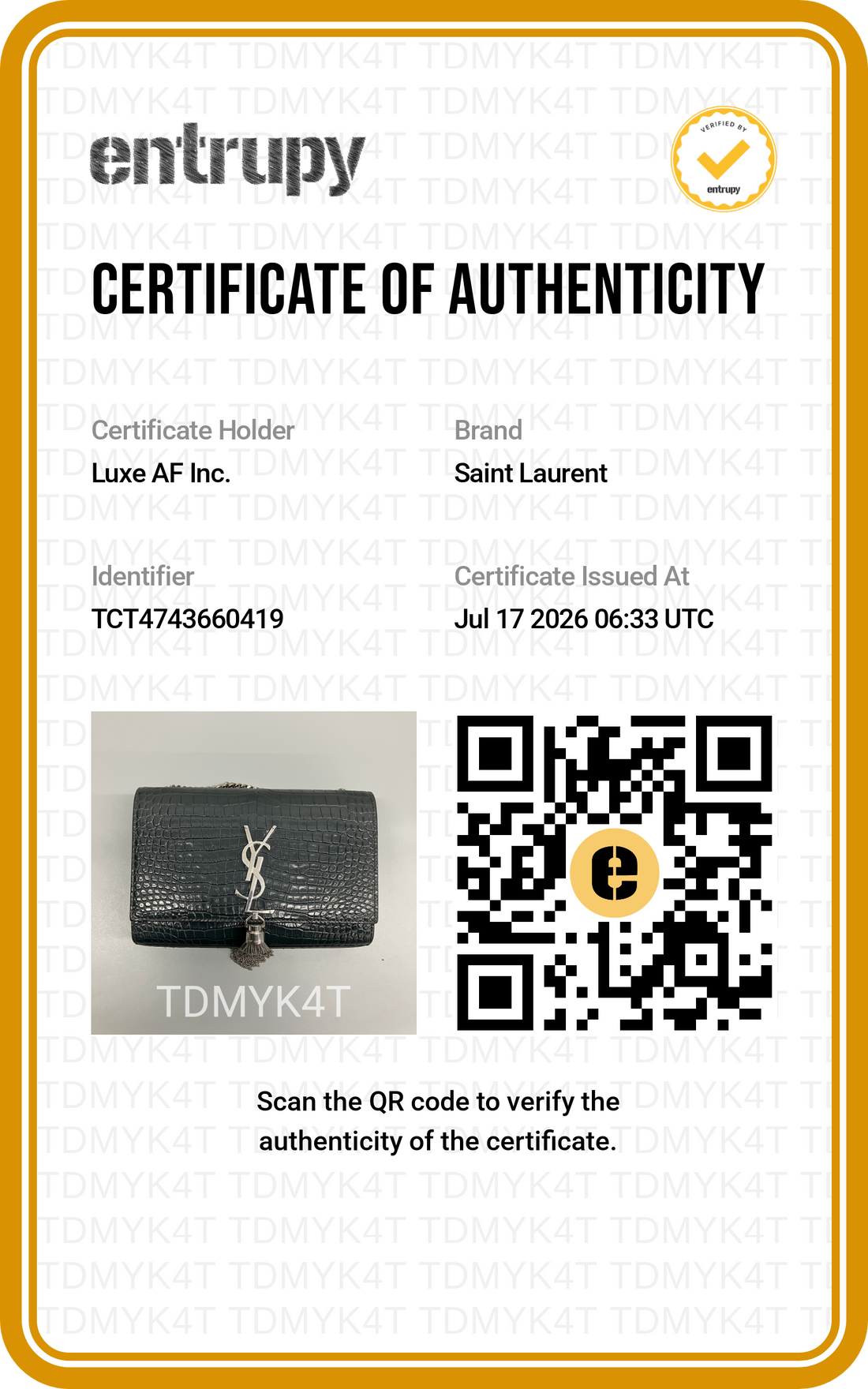 Saint Laurent Kate Navy Croc-Embossed Shoulder Bag SL306