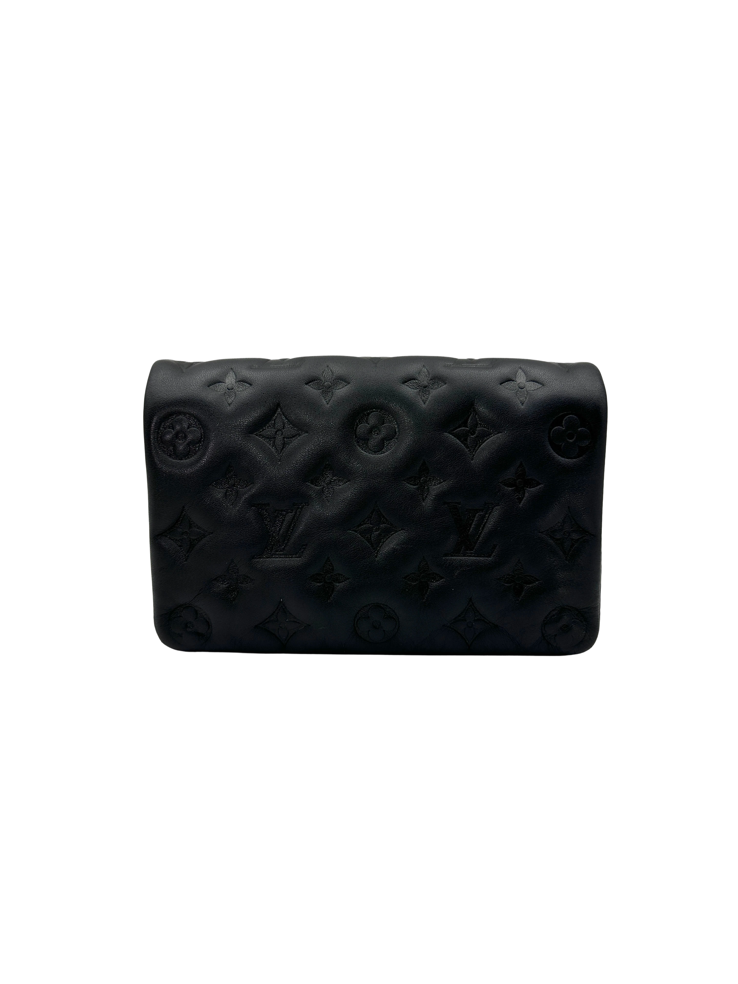 Louis Vuitton Coussin Black Monogram Embossed Puffy Leather Shoulder Bag LV3368