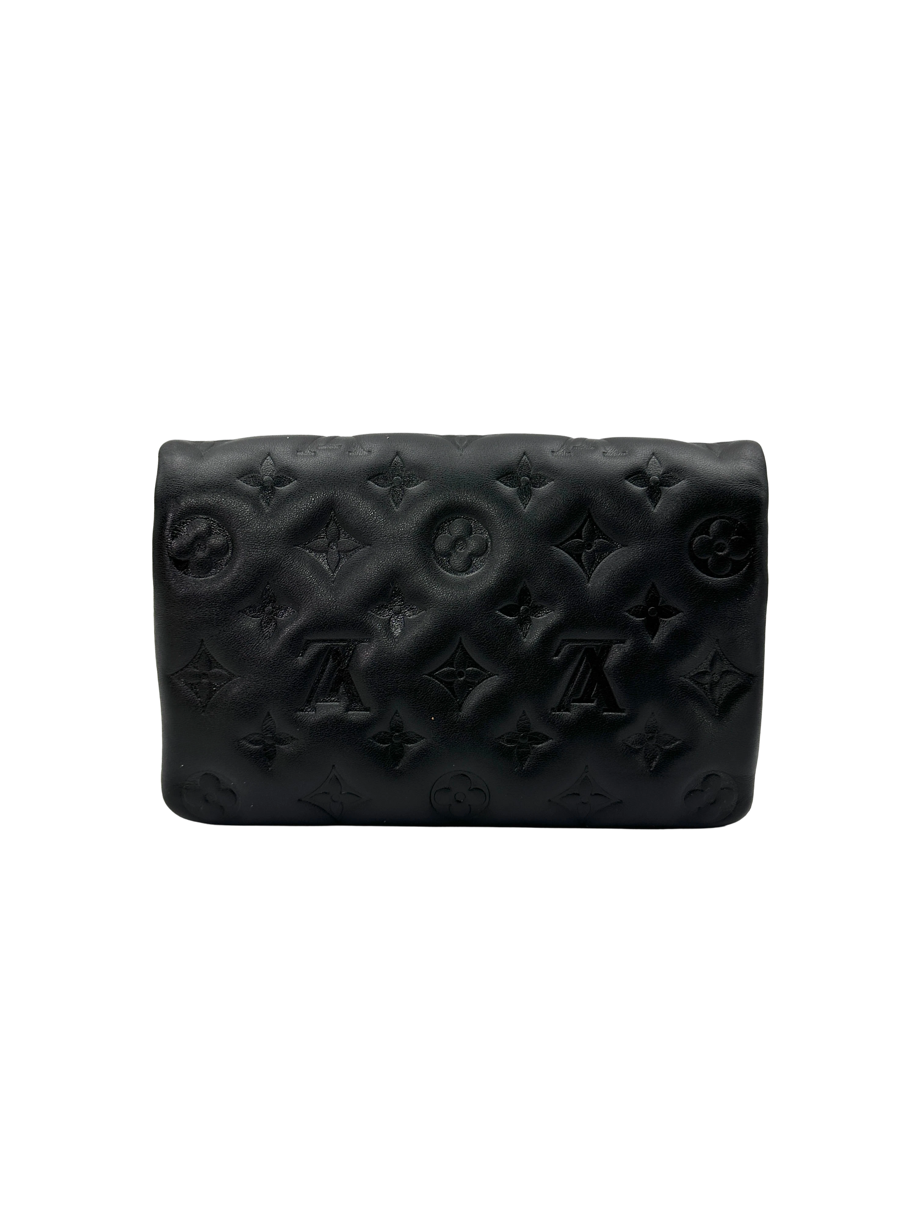 Louis Vuitton Coussin Black Monogram Embossed Puffy Leather Shoulder Bag LV3368