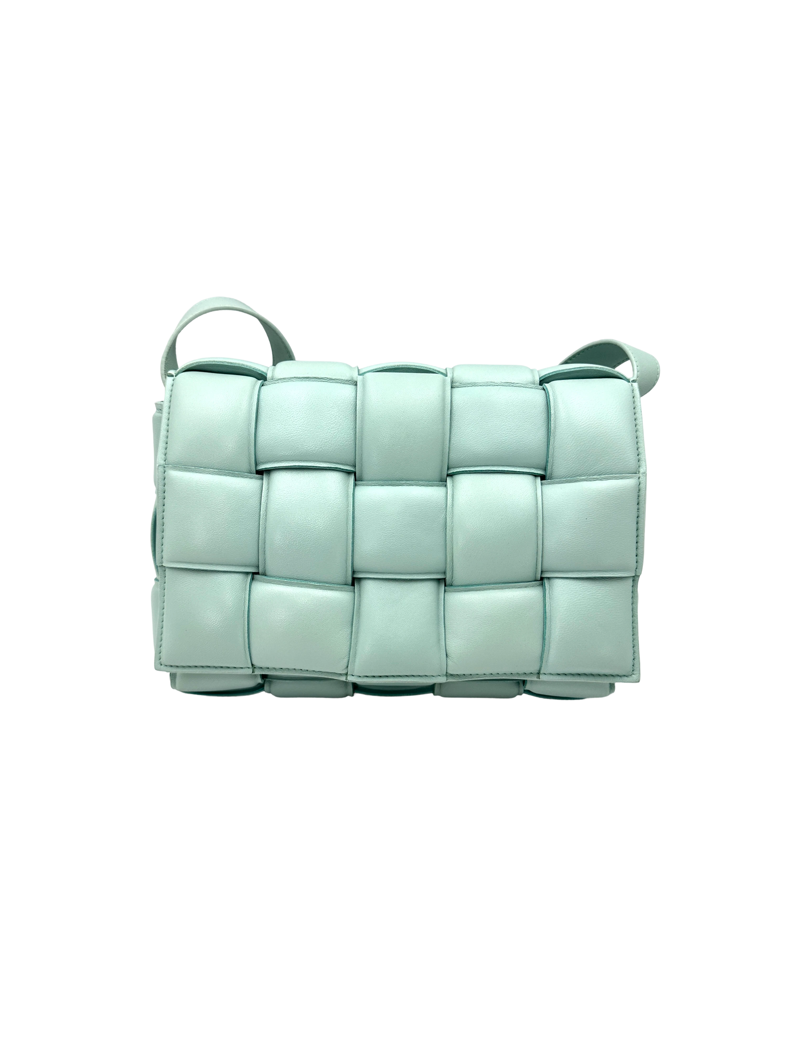 Bottega Veneta Padded Cassette Light Blue Leather Shoulder Bag BV149