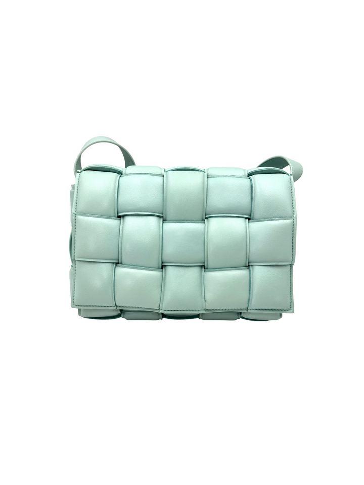 Bottega Veneta Padded Cassette Light Blue Leather Shoulder Bag BV149