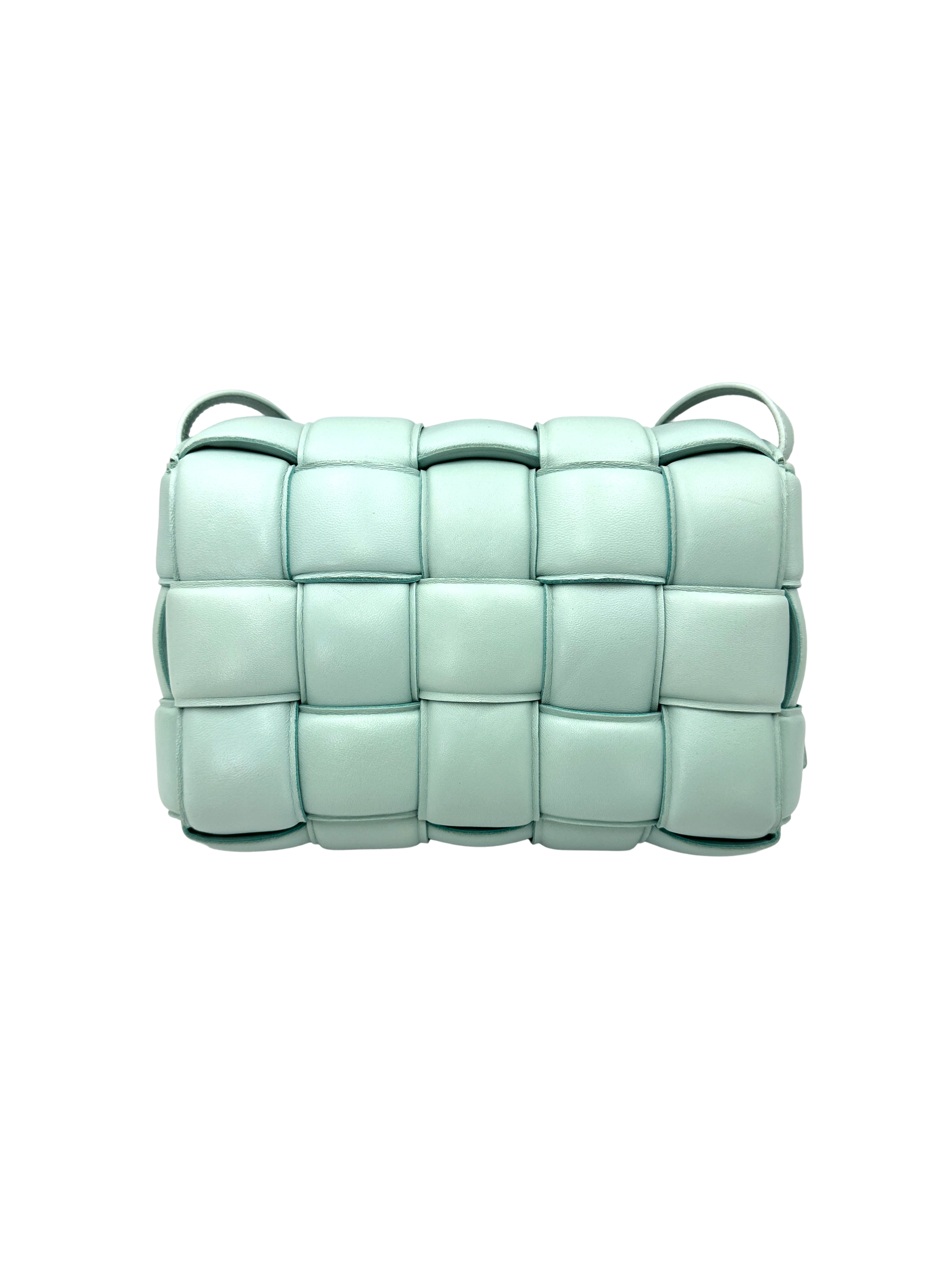 Bottega Veneta Padded Cassette Light Blue Leather Shoulder Bag BV149
