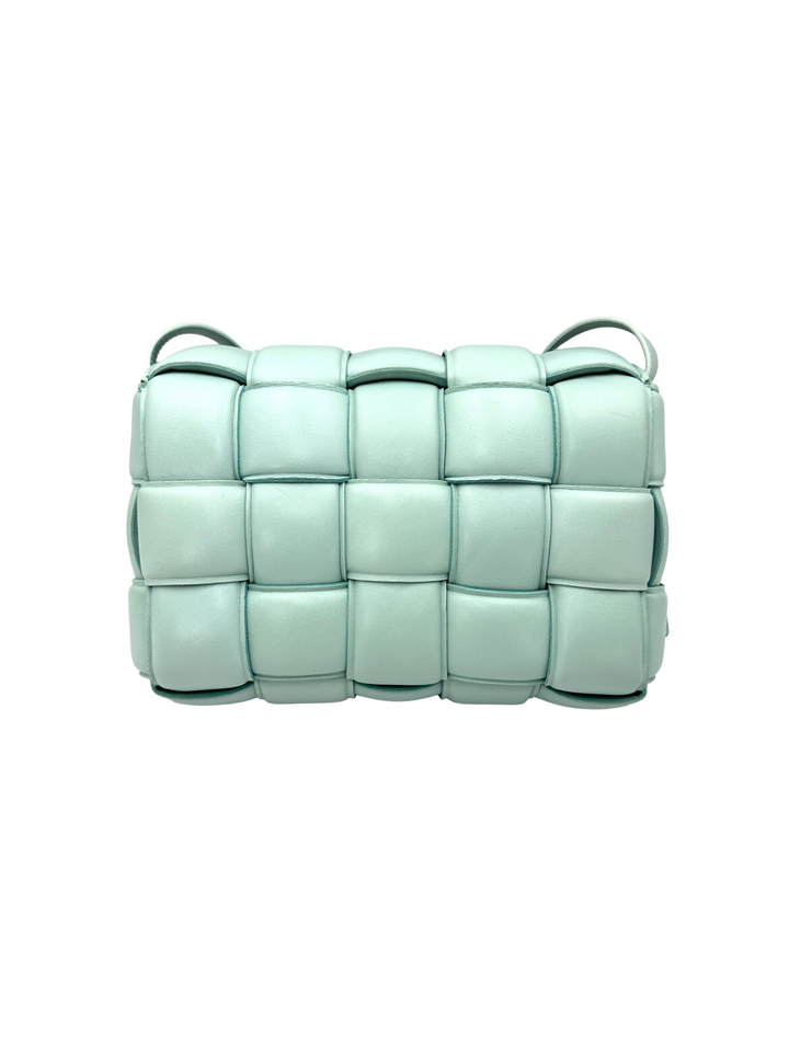 Bottega Veneta Padded Cassette Light Blue Leather Shoulder Bag BV149