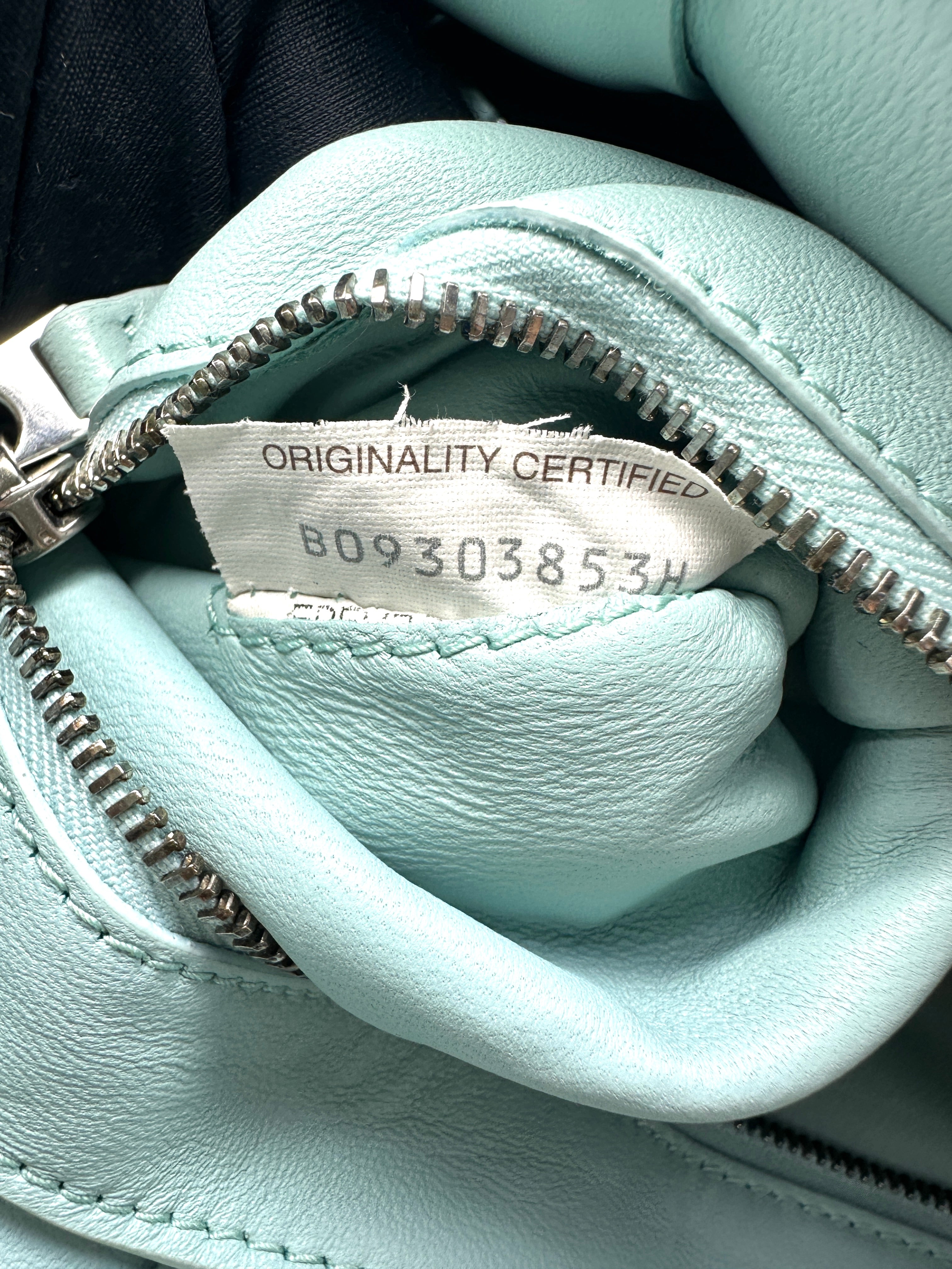 Bottega Veneta Padded Cassette Light Blue Leather Shoulder Bag BV149