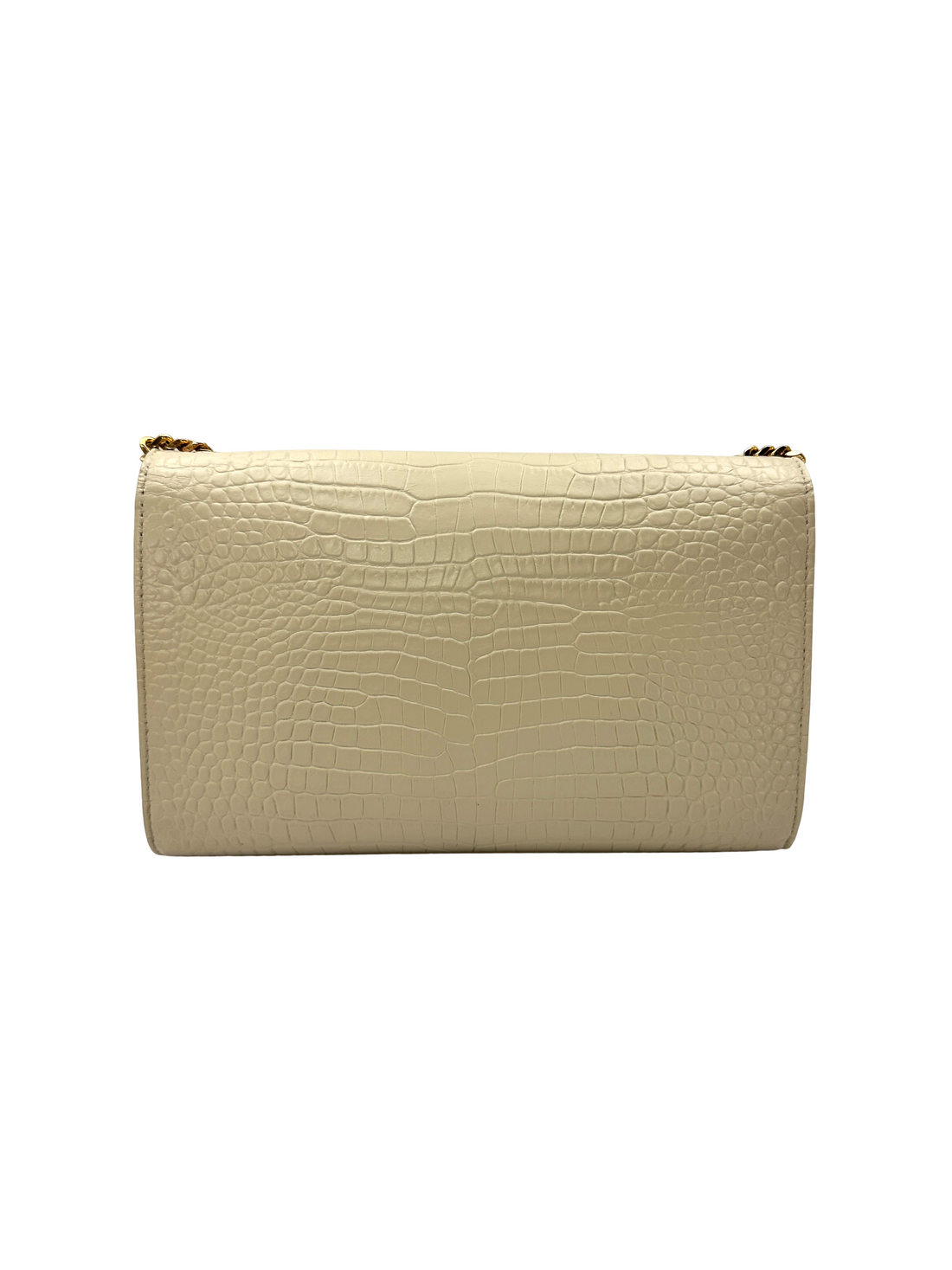 Saint Laurent Kate Beige Croc-Embossed Shoulder Bag SL308