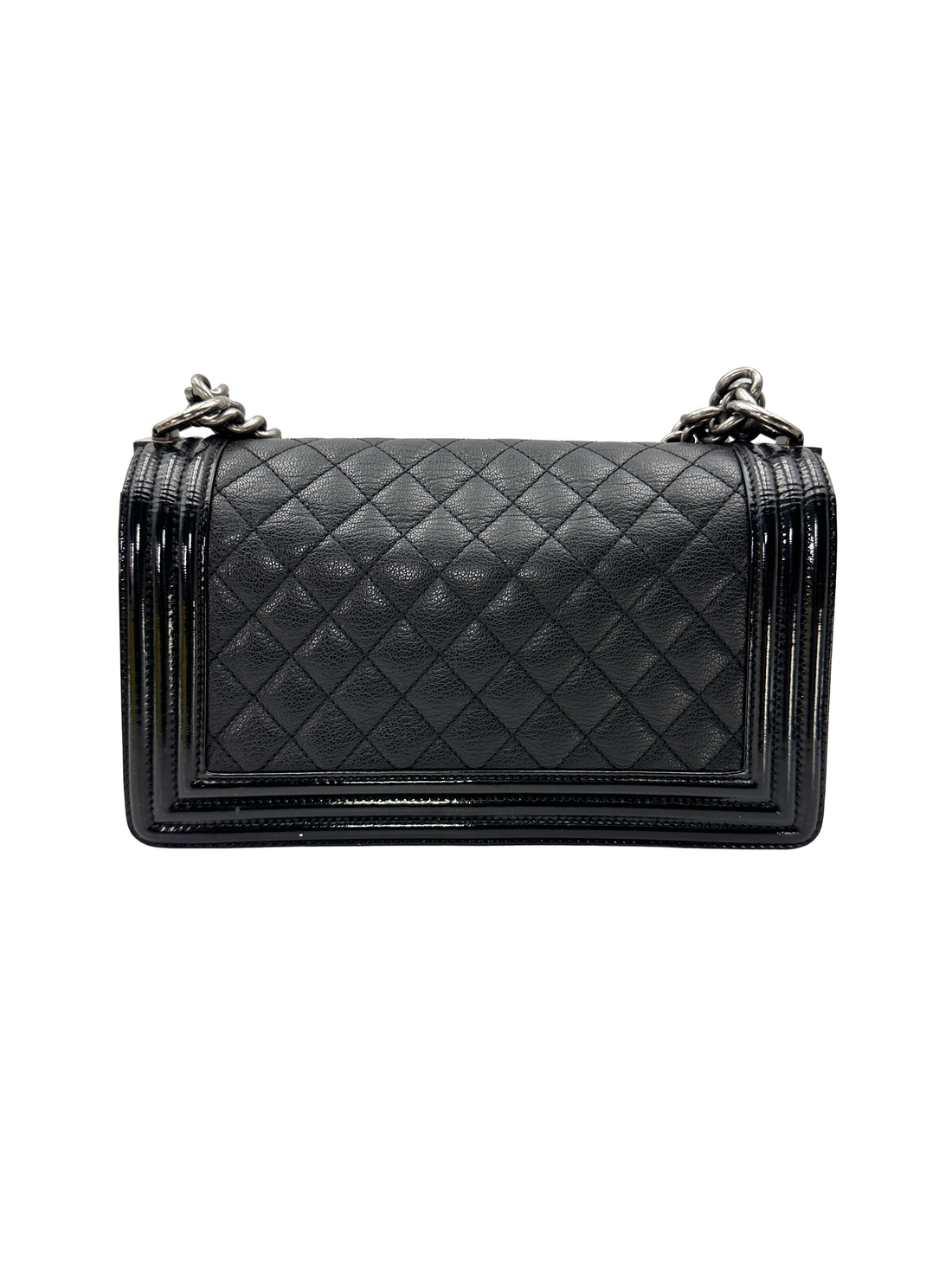 Chanel LeBoy Black Quilted Leather Medium Size Flap Bag With Silver Buckle(21***57) CC2595