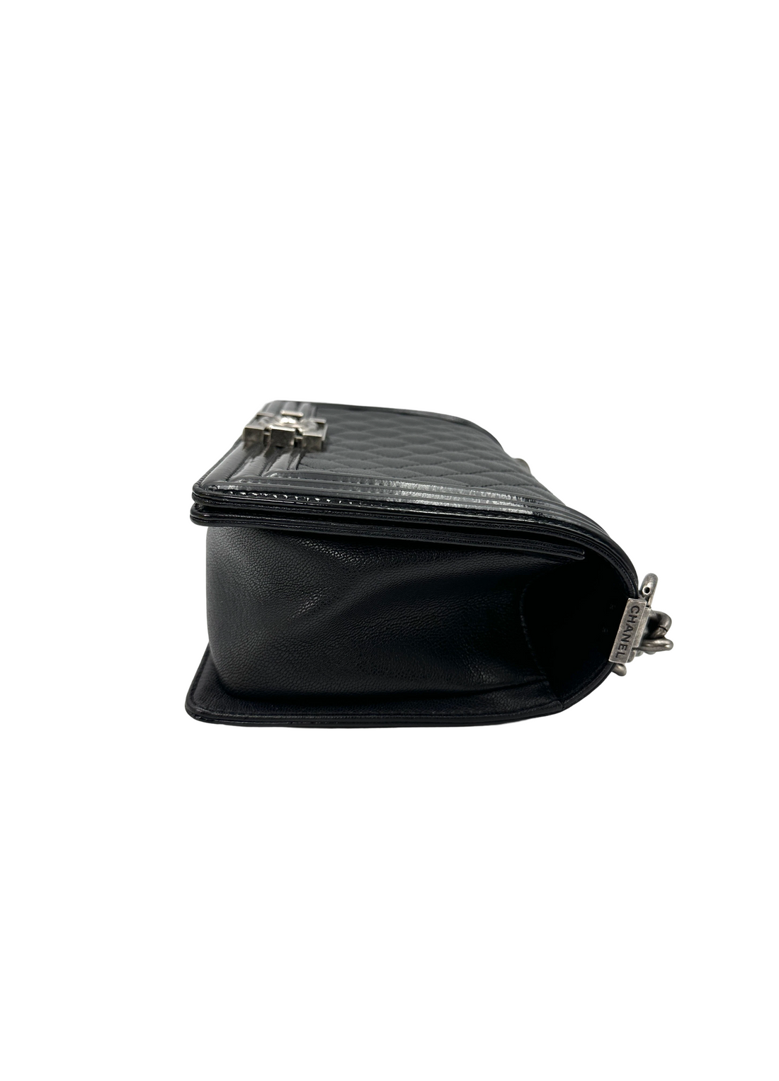 Chanel LeBoy Black Quilted Leather Medium Size Flap Bag With Silver Buckle(21***57) CC2595