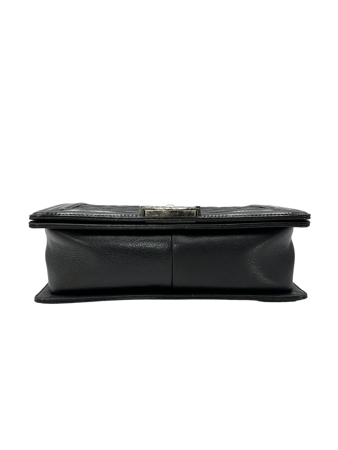 Chanel LeBoy Black Quilted Leather Medium Size Flap Bag With Silver Buckle(21***57) CC2595