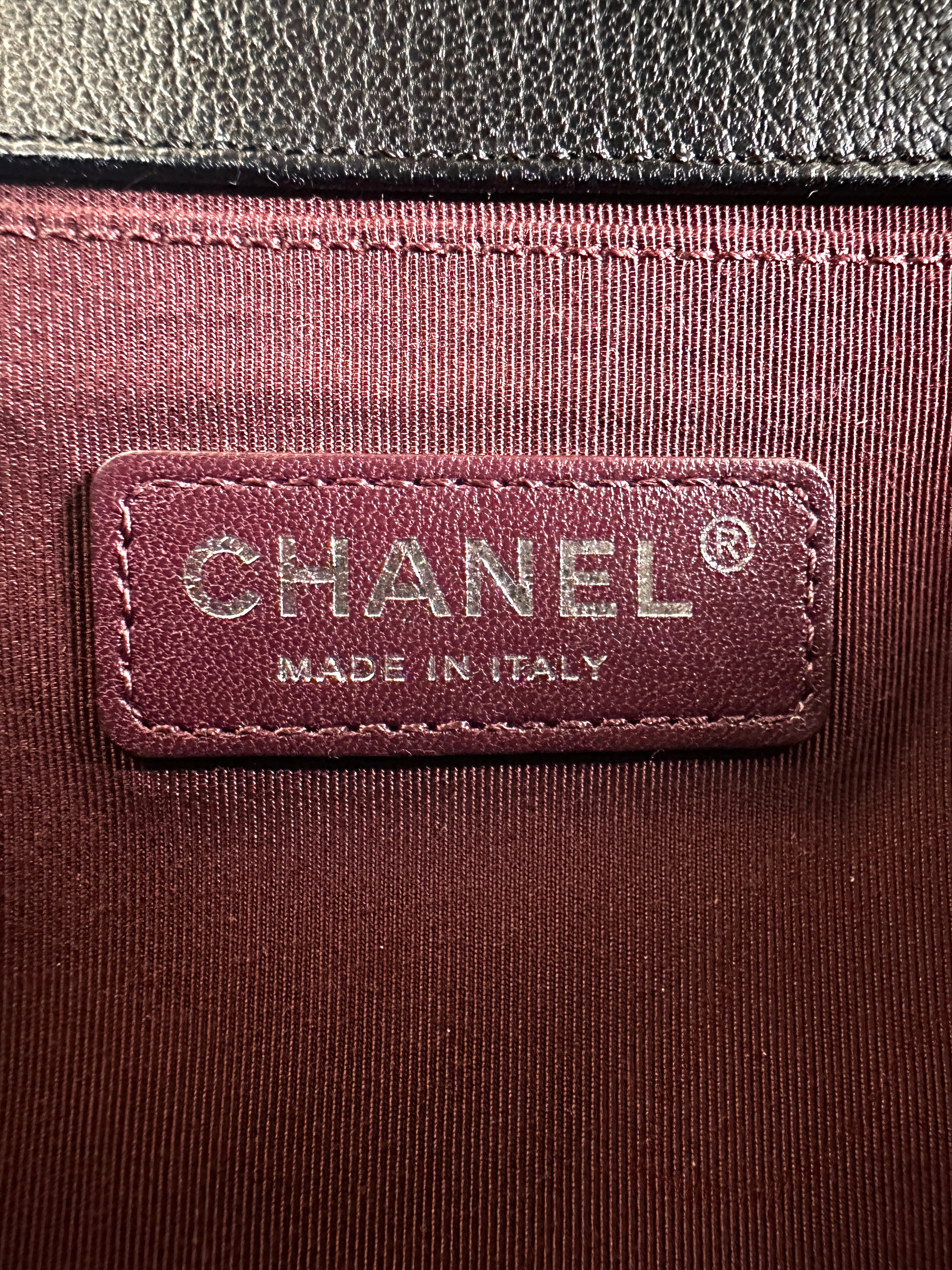 Chanel LeBoy Black Quilted Leather Medium Size Flap Bag With Silver Buckle(21***57) CC2595