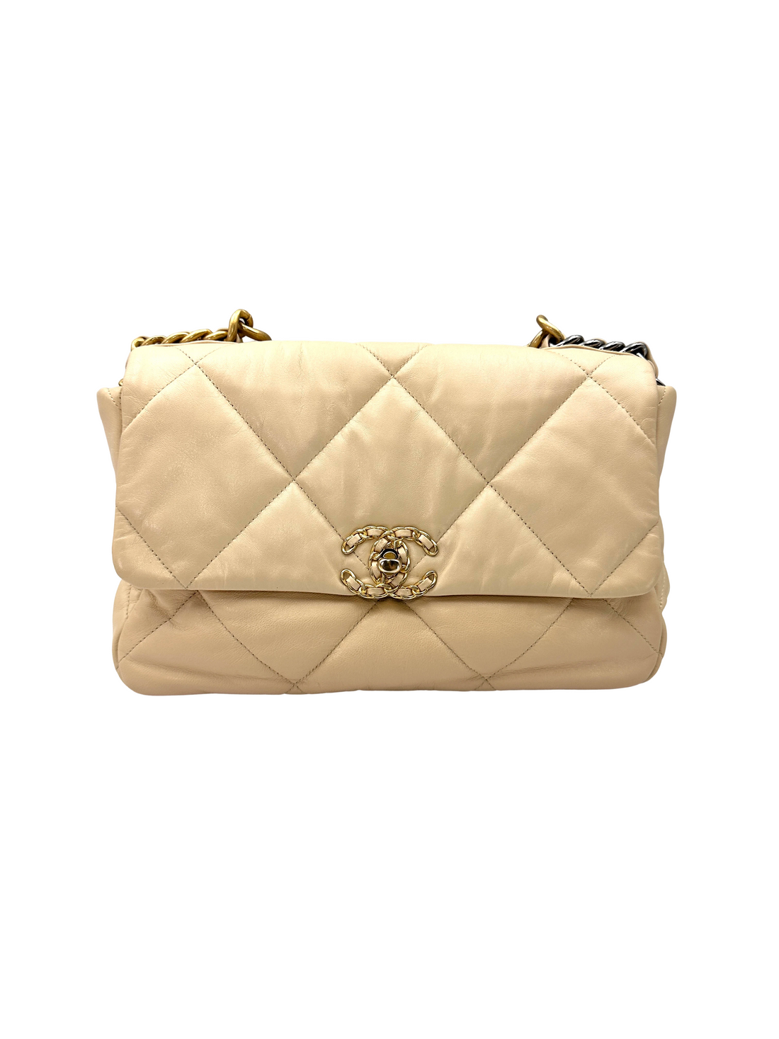 Chanel 19Bag Beige Quilted Leather Medium Size Shoulder Bag(30***90) CC2599