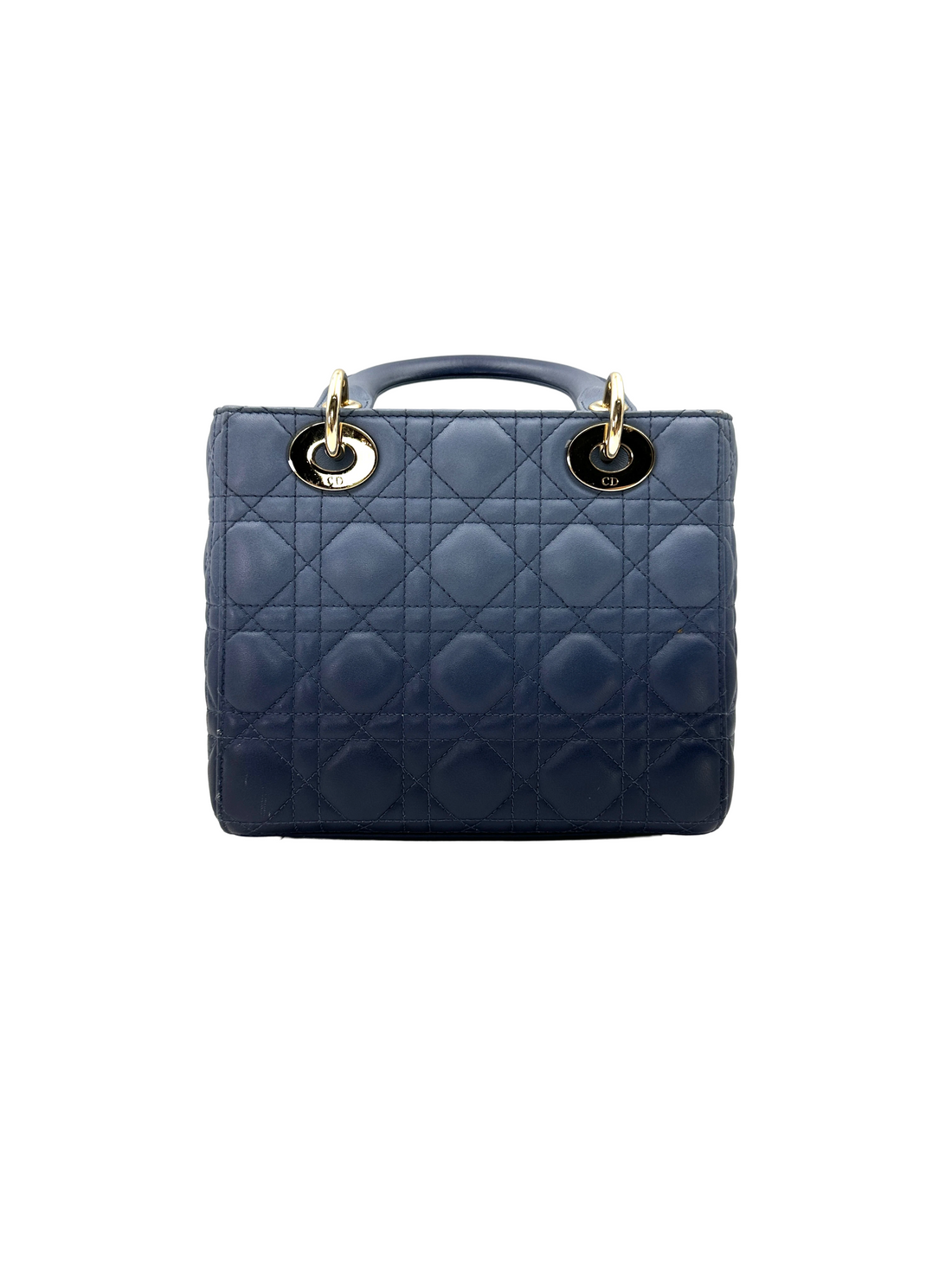 Christian Dior Lady Dior Ombre Navy Cannage Leather Handle Bag DR945