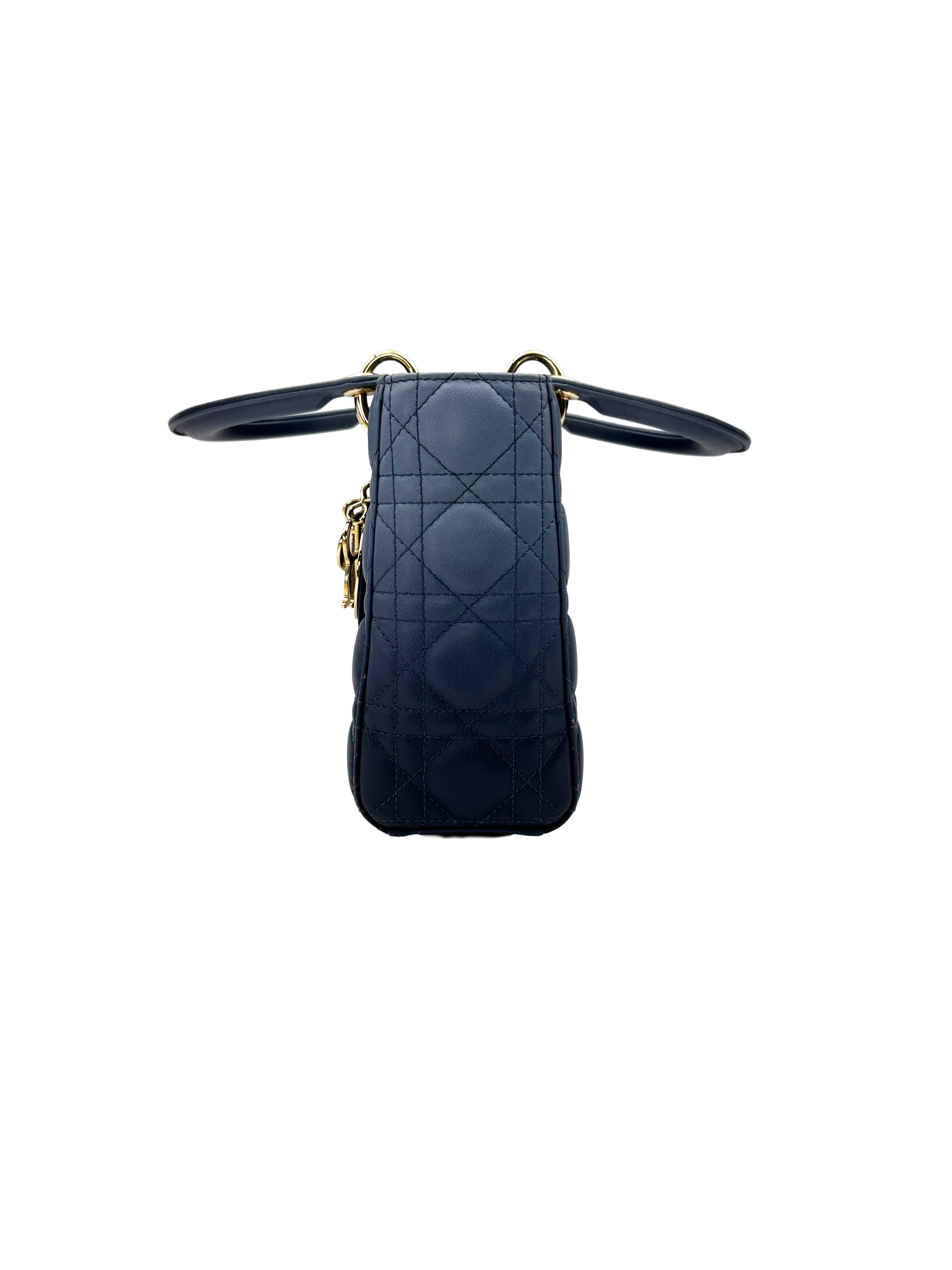Christian Dior Lady Dior Ombre Navy Cannage Leather Handle Bag DR945