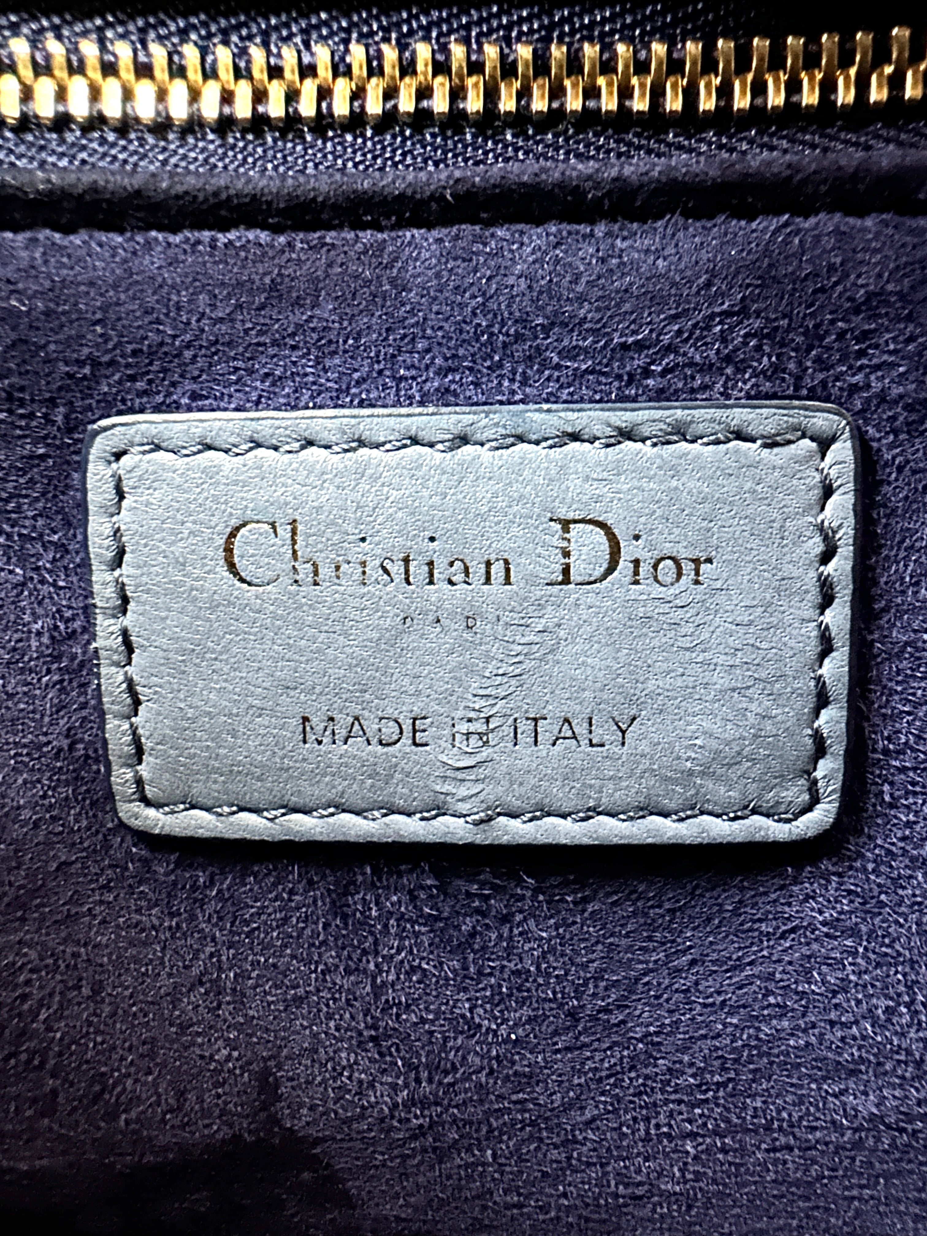 Christian Dior Lady Dior Ombre Navy Cannage Leather Handle Bag DR945