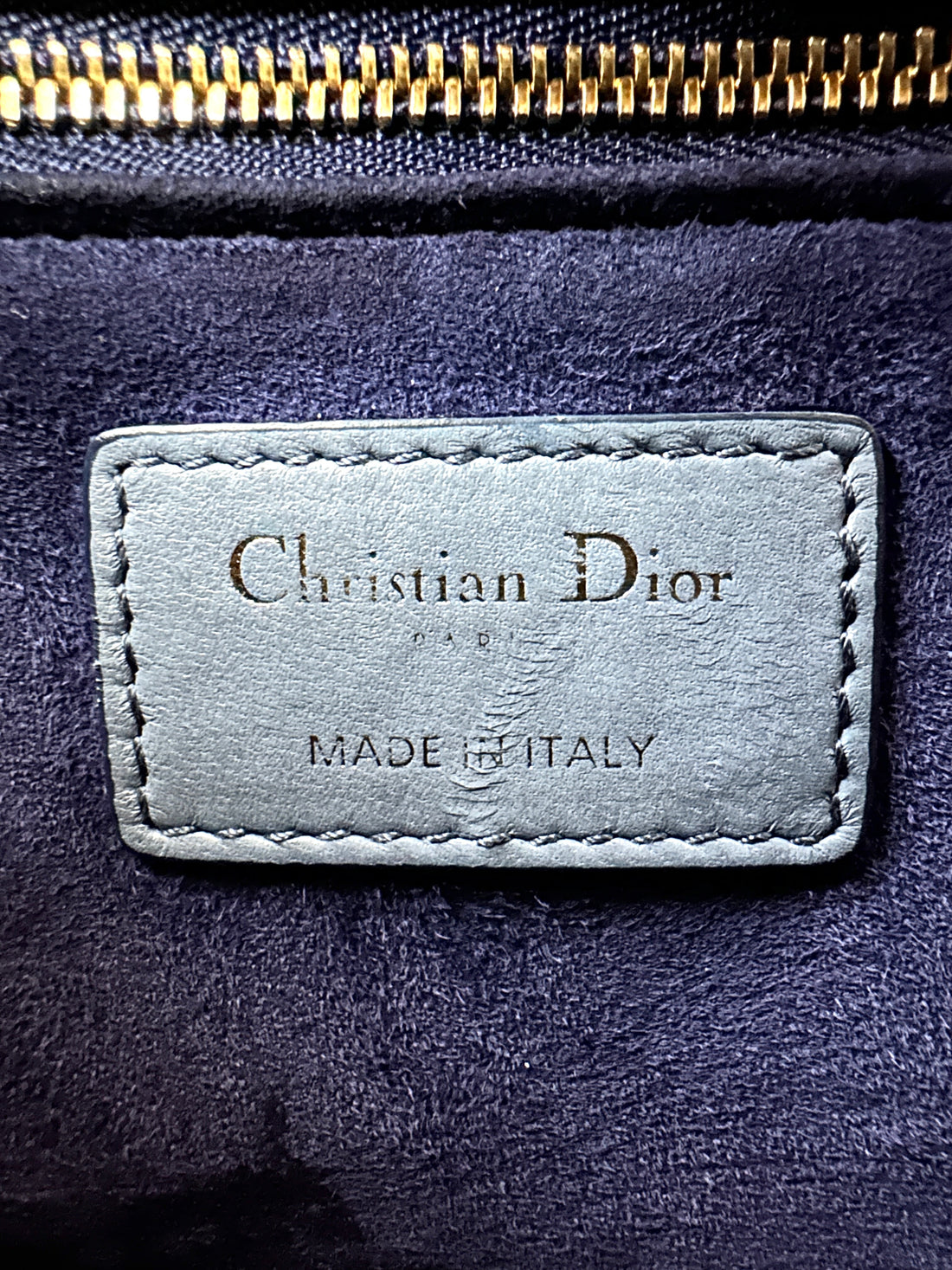 Christian Dior Lady Dior Ombre Navy Cannage Leather Handle Bag DR945