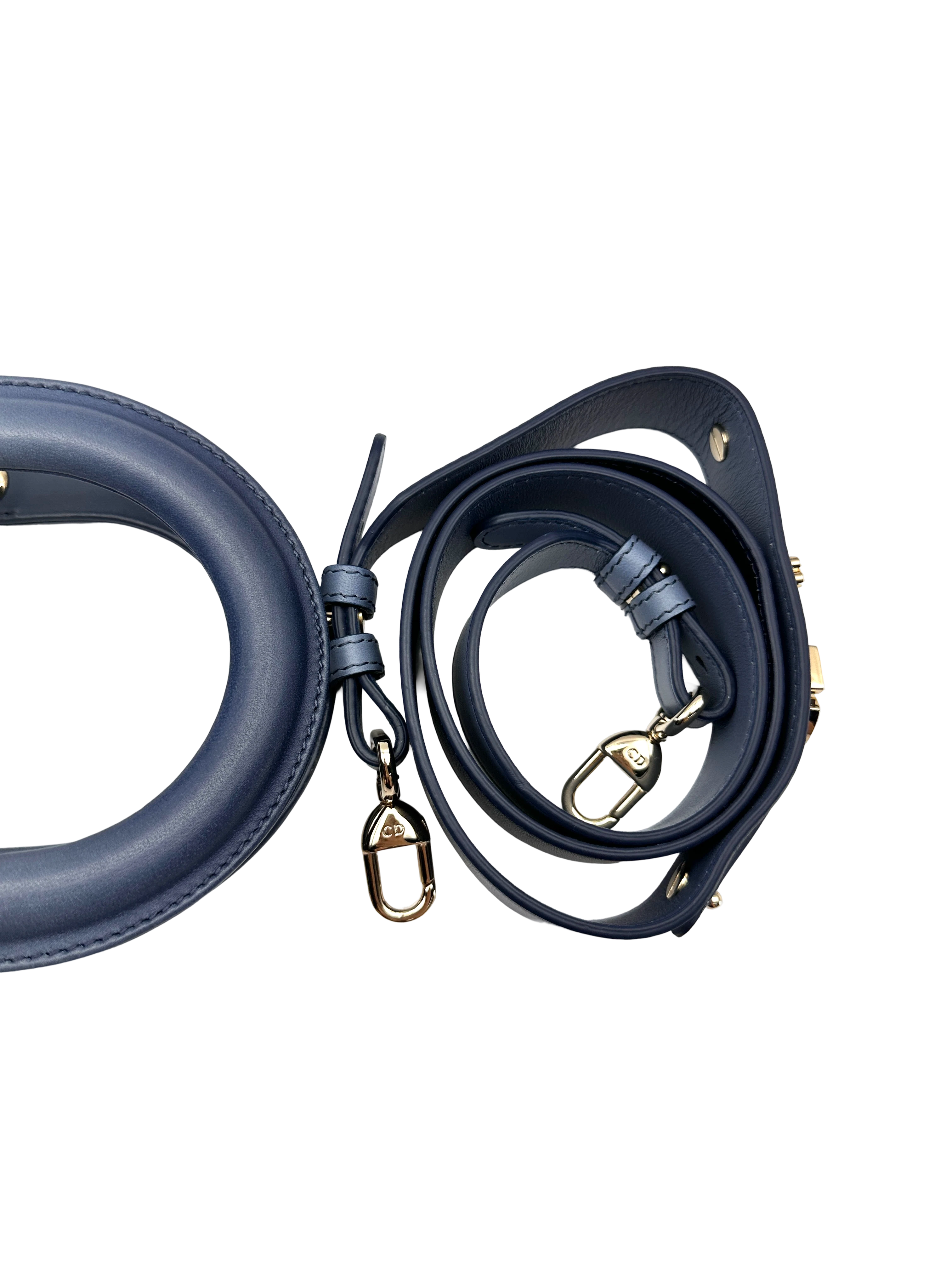 Christian Dior Lady Dior Ombre Navy Cannage Leather Handle Bag DR945