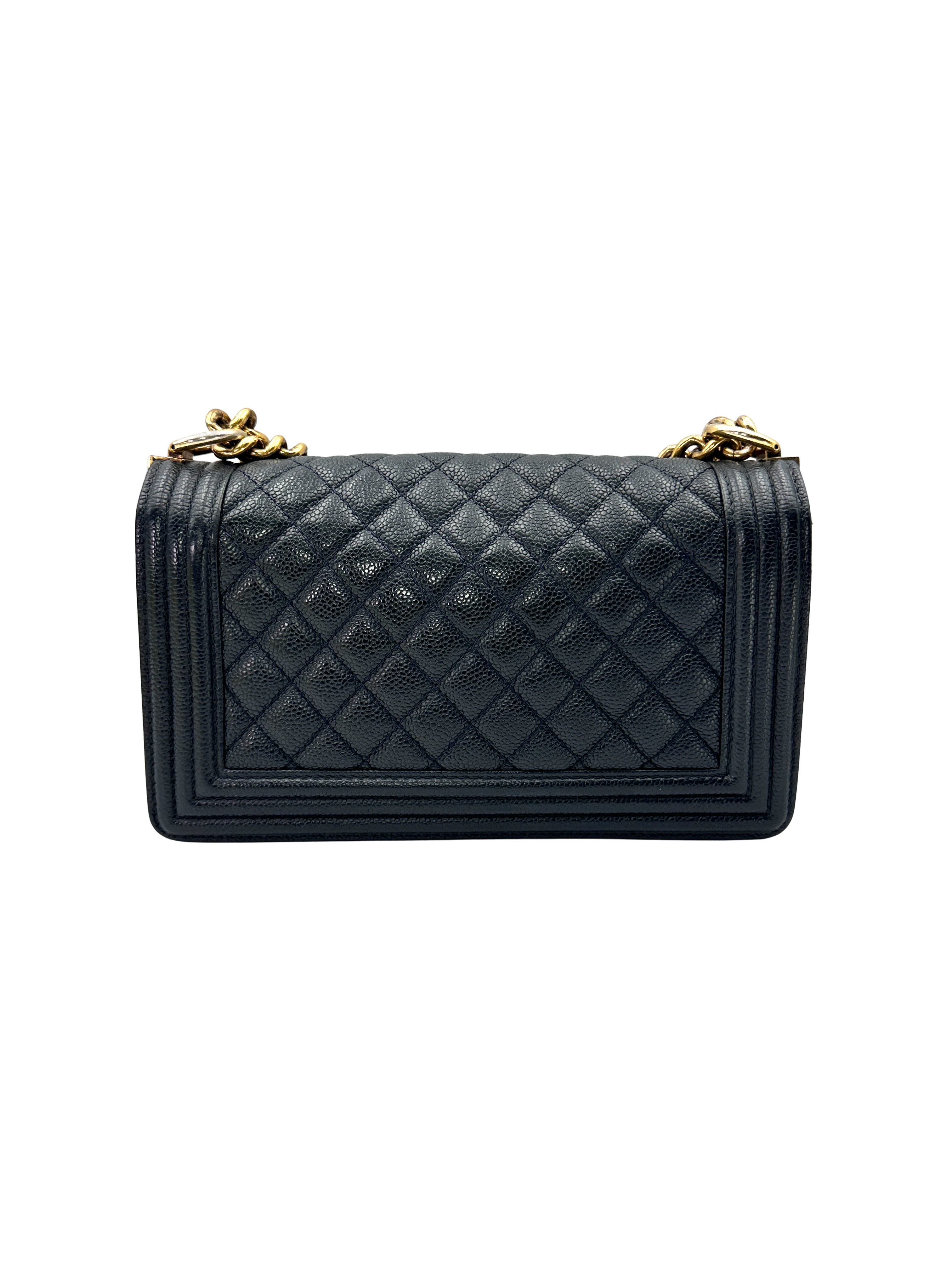 Chanel LeBoy Black Quilted Leather Medium Size Flap Bag With Gold Buckle(20***94) IRIS277