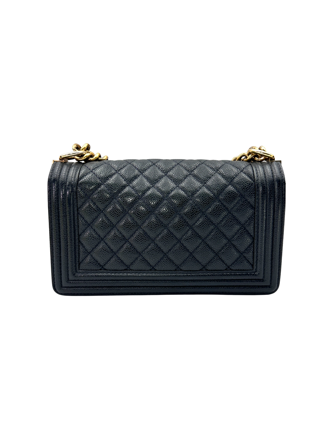 Chanel LeBoy Black Quilted Leather Medium Size Flap Bag With Gold Buckle(20***94) IRIS277