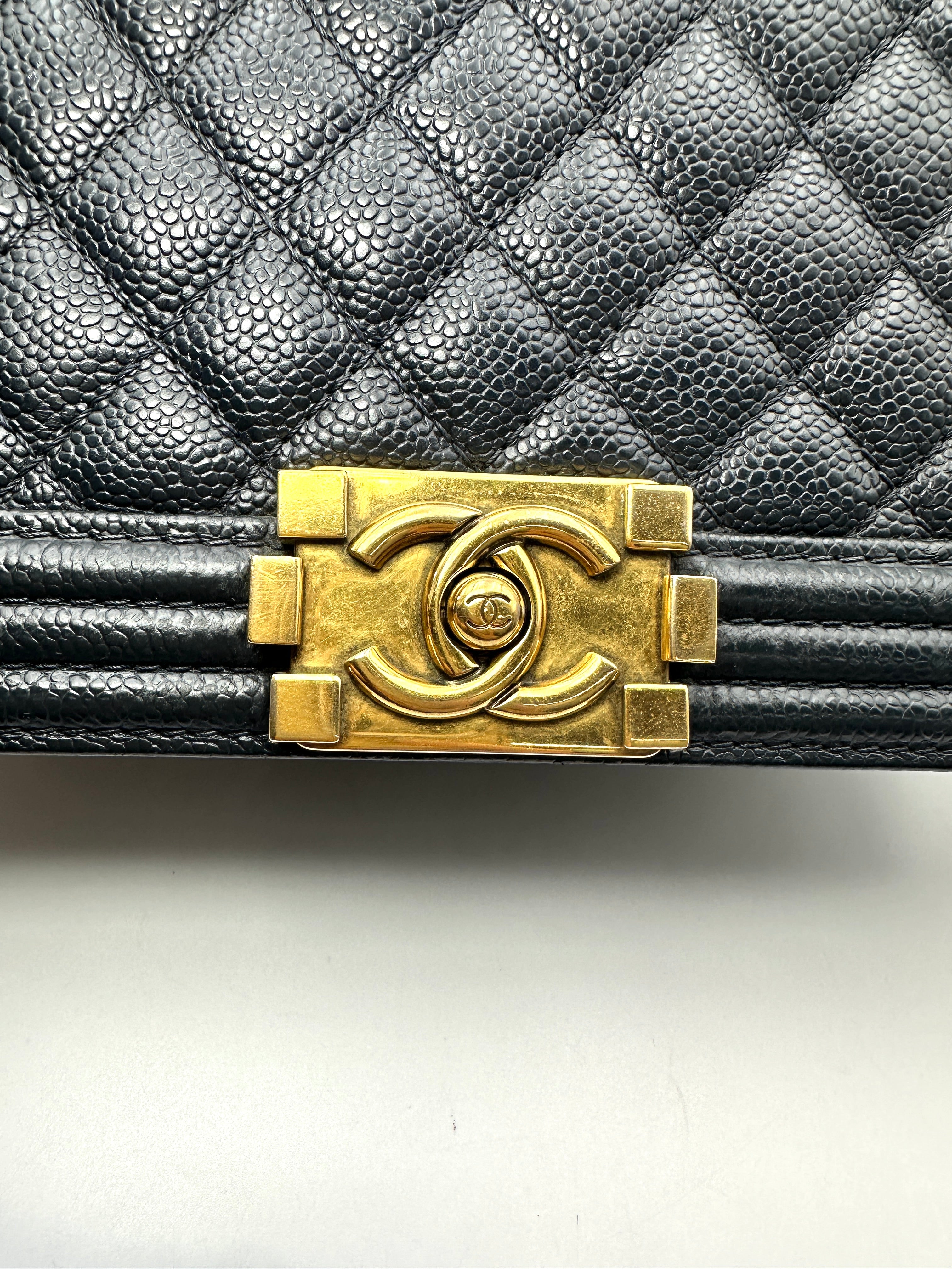 Chanel LeBoy Black Quilted Leather Medium Size Flap Bag With Gold Buckle(20***94) IRIS277
