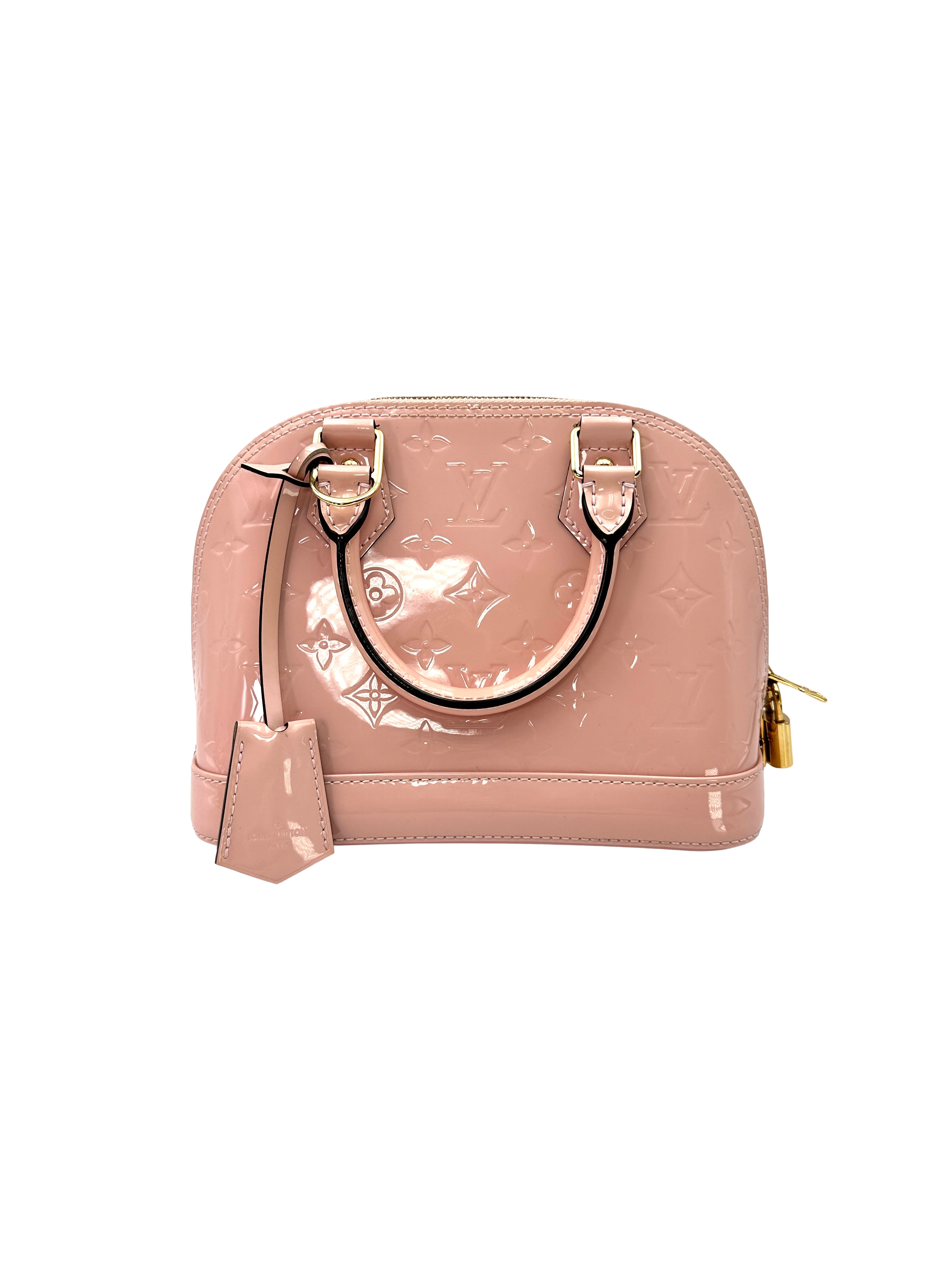 Louis Vuitton Alma Pink Patent Leather Handle Bag LV3377