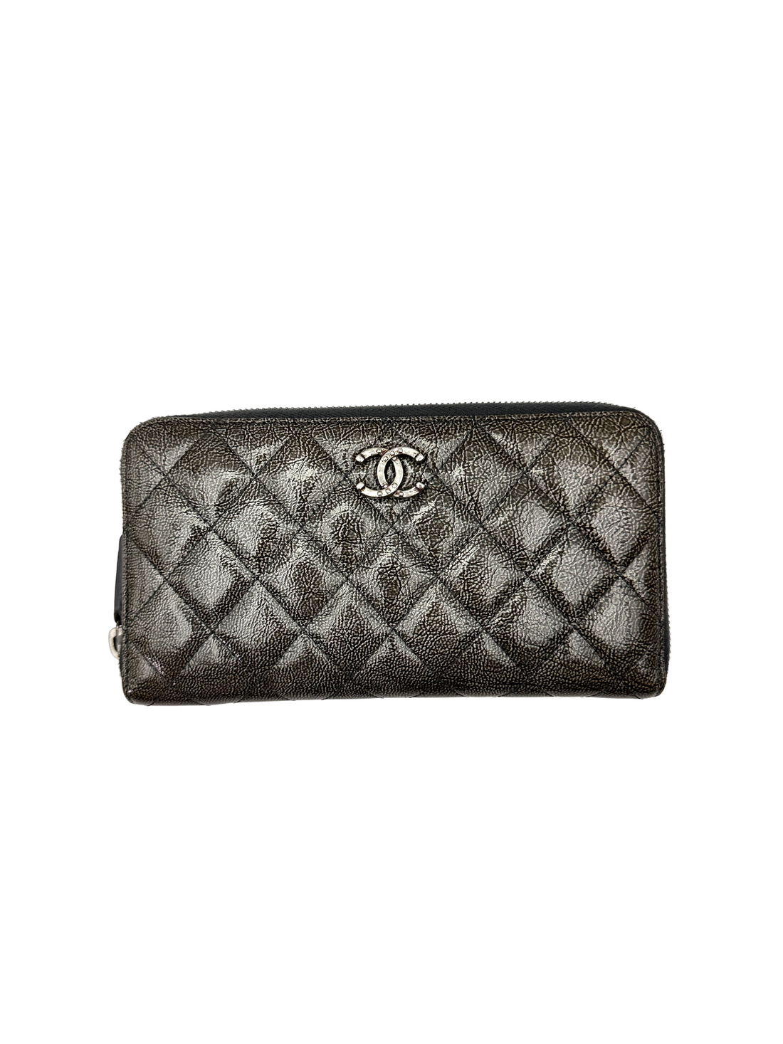 Chanel Grey Quilted Leather Long Wallet(19***84) CC2596